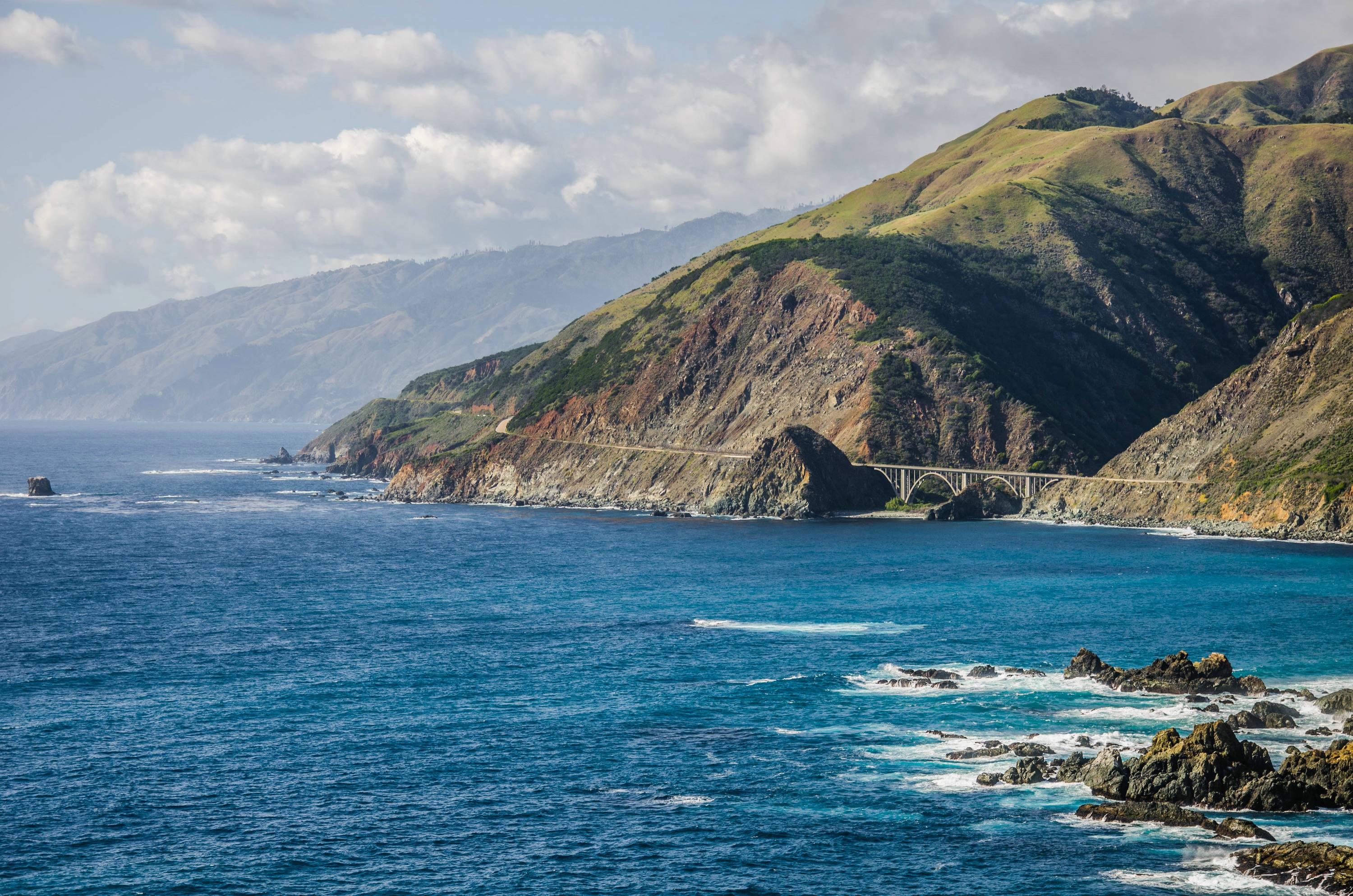 USA California Bixby Creek Bridge Coastline 3000x1987