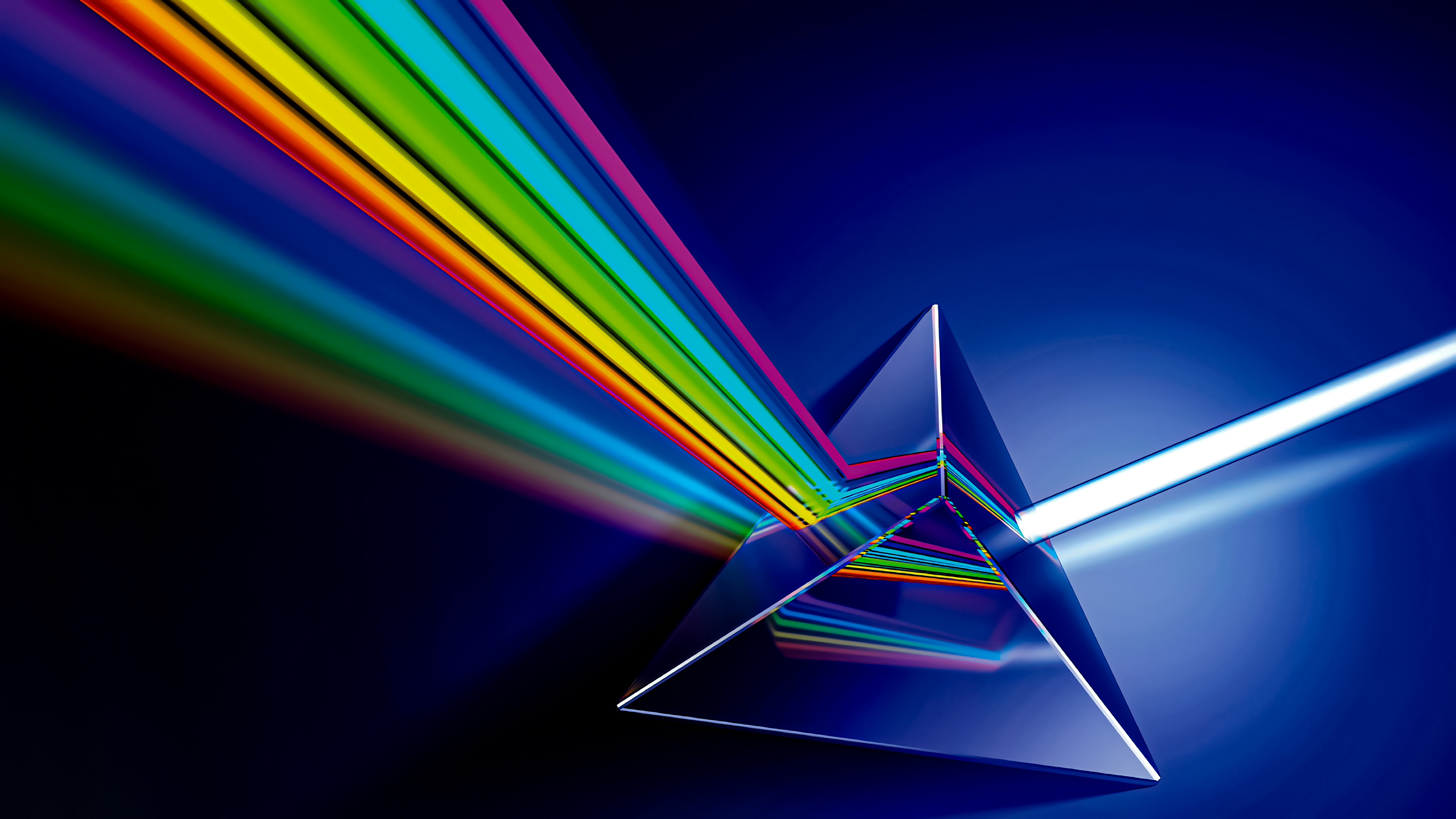 Digital Art CGi 4K Abstract Prism Triangle Minimalism Geometric Figures Colorful The Dark Side Of Th 3840x2160