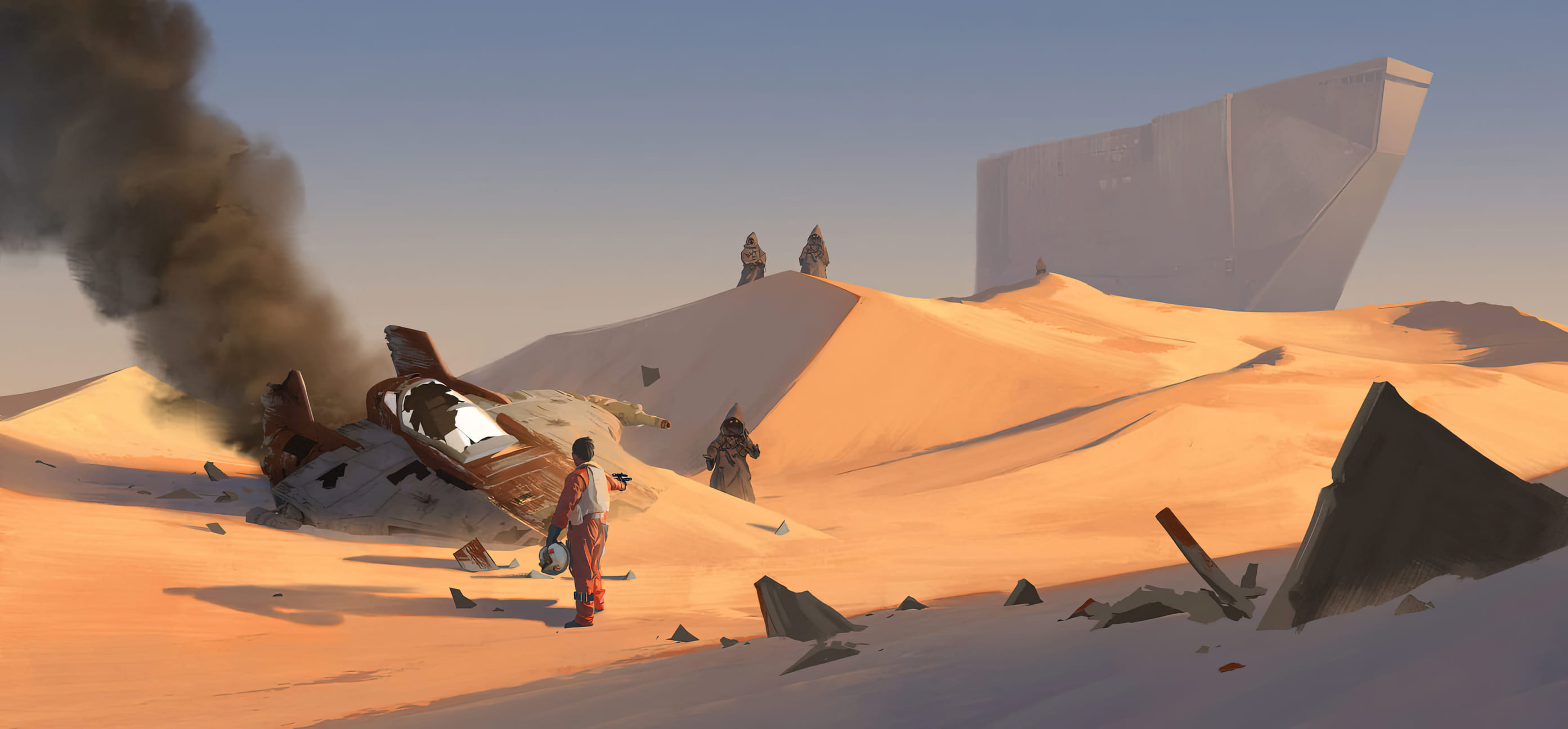 Digital Art Painting Drawing Jawas Star Wars 2786x1296