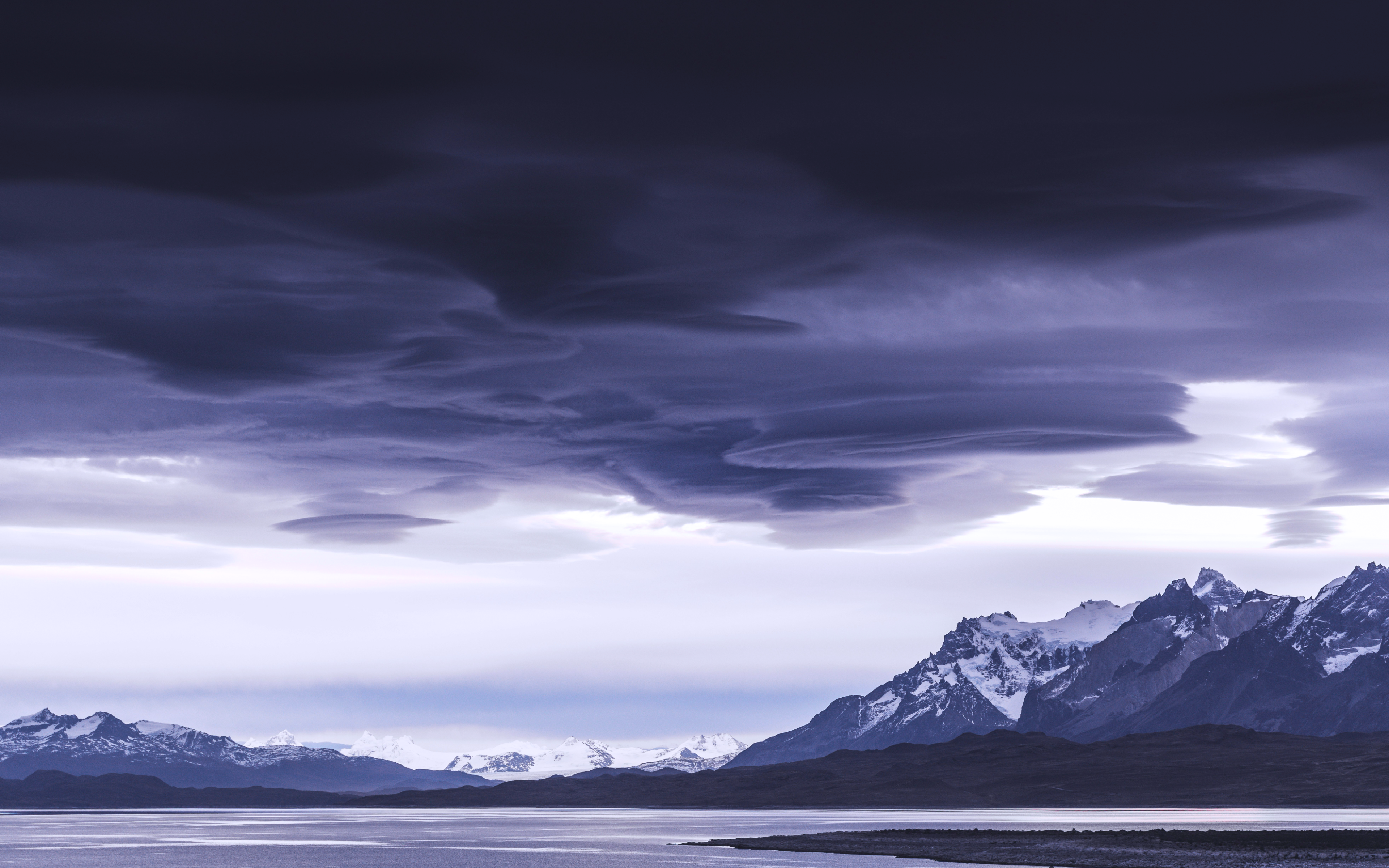 Nature Landscape Clouds Mountains Far View Lake Storm Torres Del Paine Chile 3840x2400