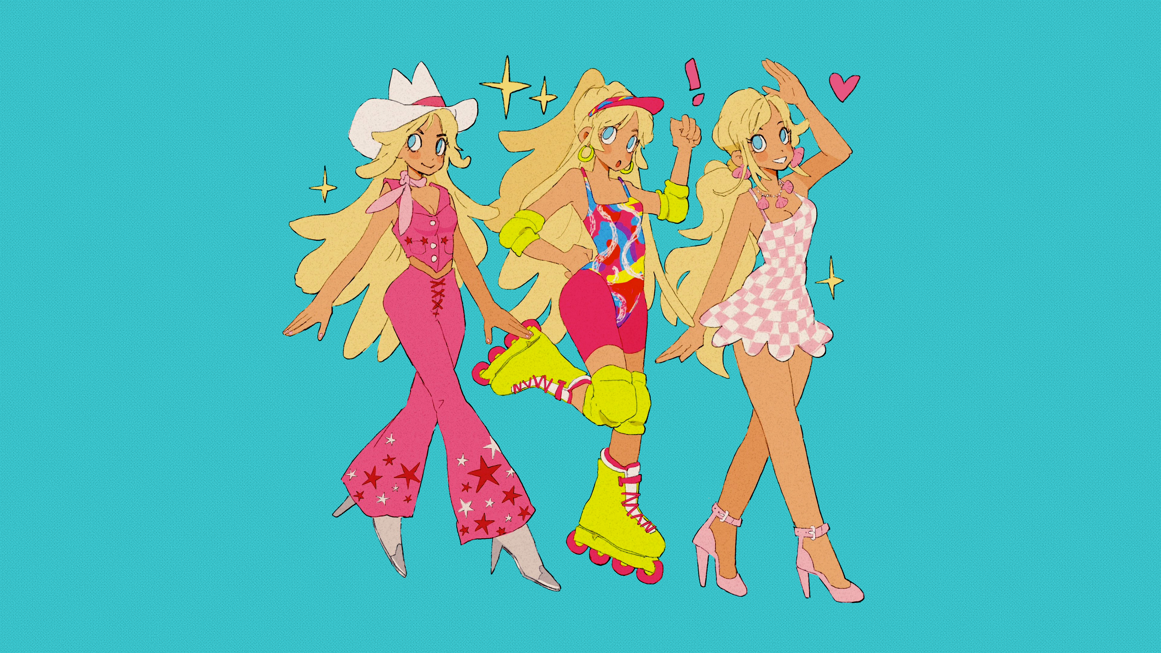 Barbie Barbie 2023 Cartoon Cartoon Girls Cowgirl Pants Heels High Heels Roller Skates Tight Clothing 3840x2160