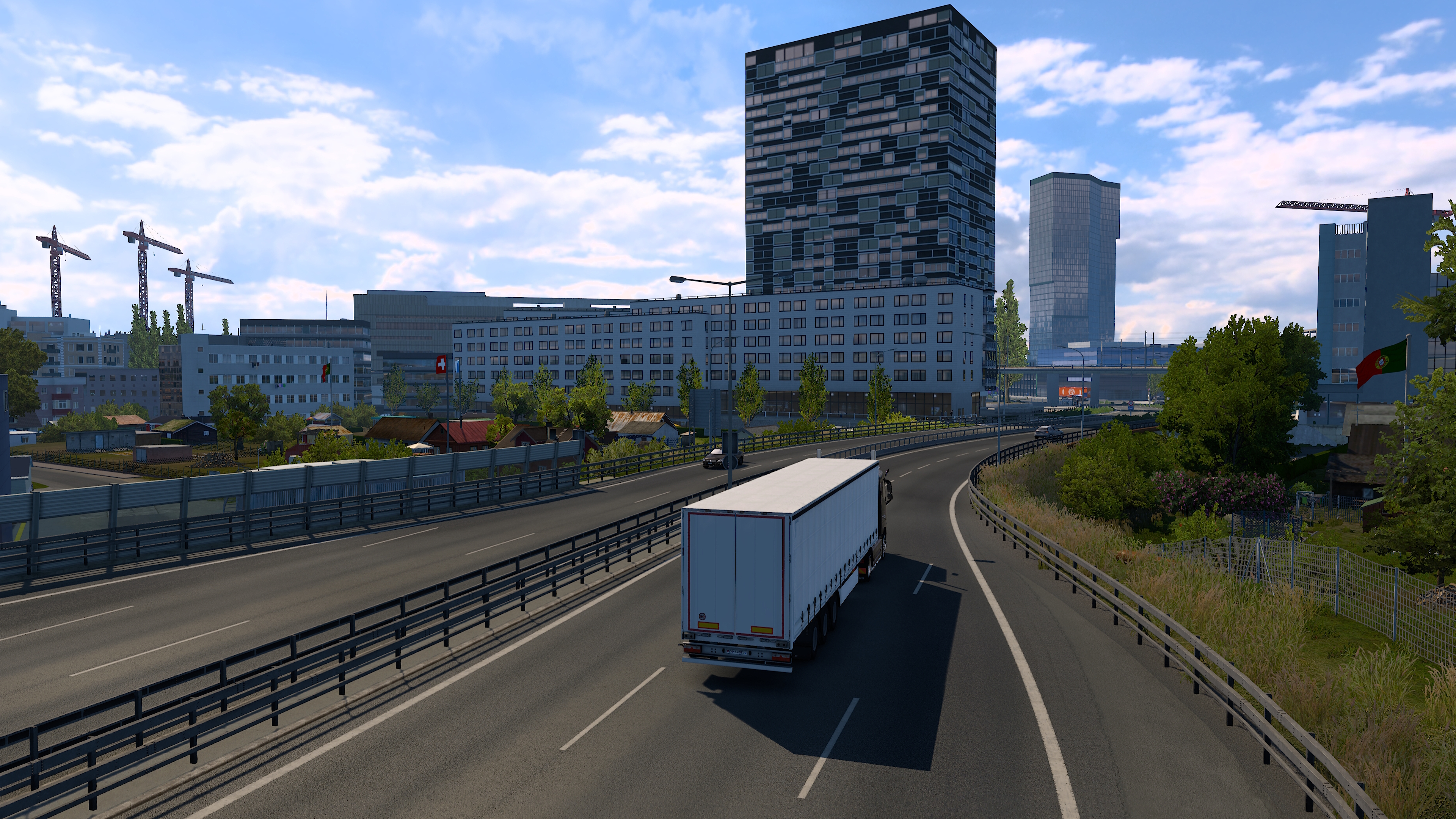 Euro Truck Simulator 2 SCS Software Volvo Truck CGi Sky Clouds Vehicle Road Switzerland Digital Art  3840x2160