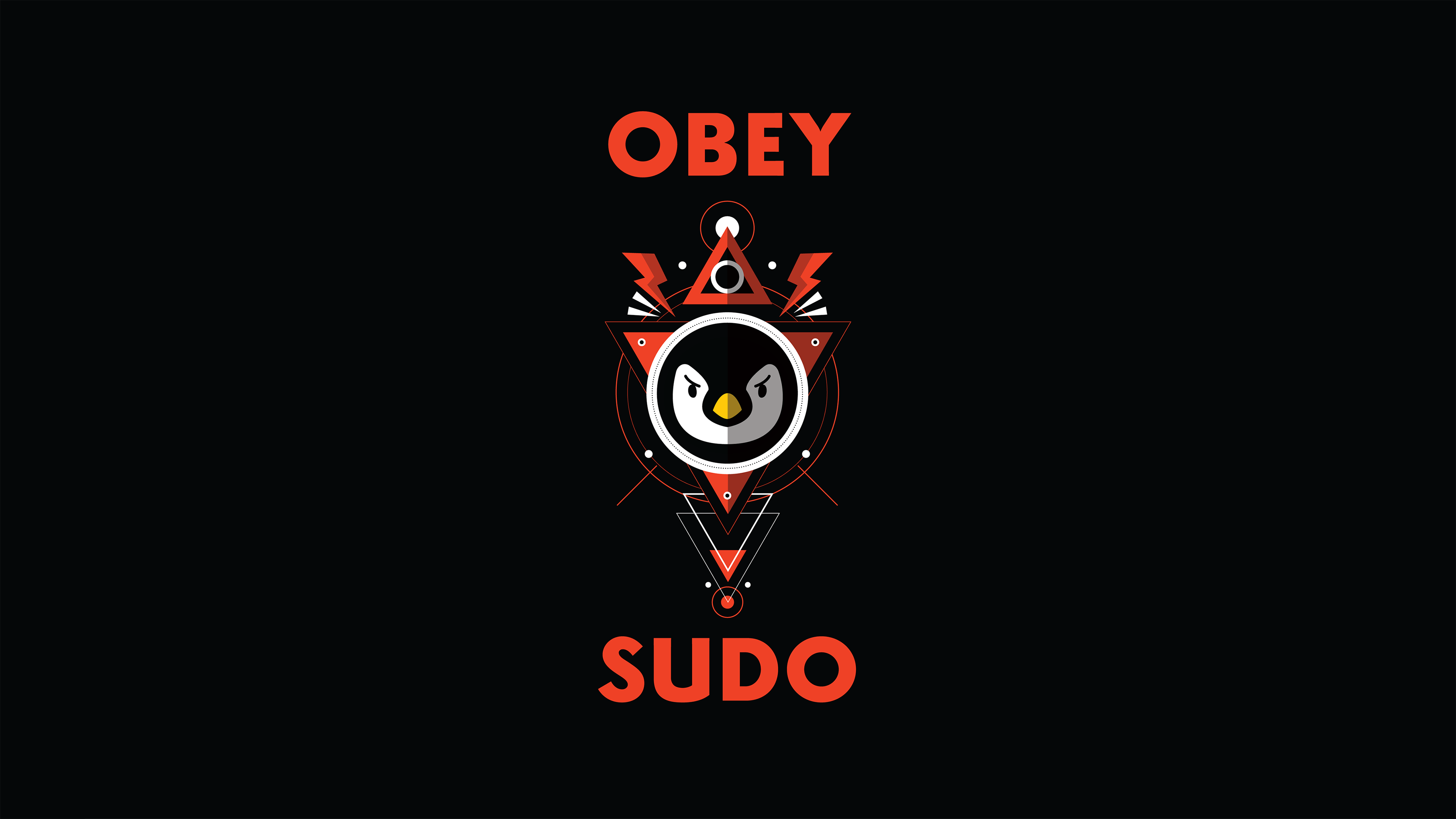 Linux Tux Penguin Mascot Sudo Dark Background Technology 3840x2160