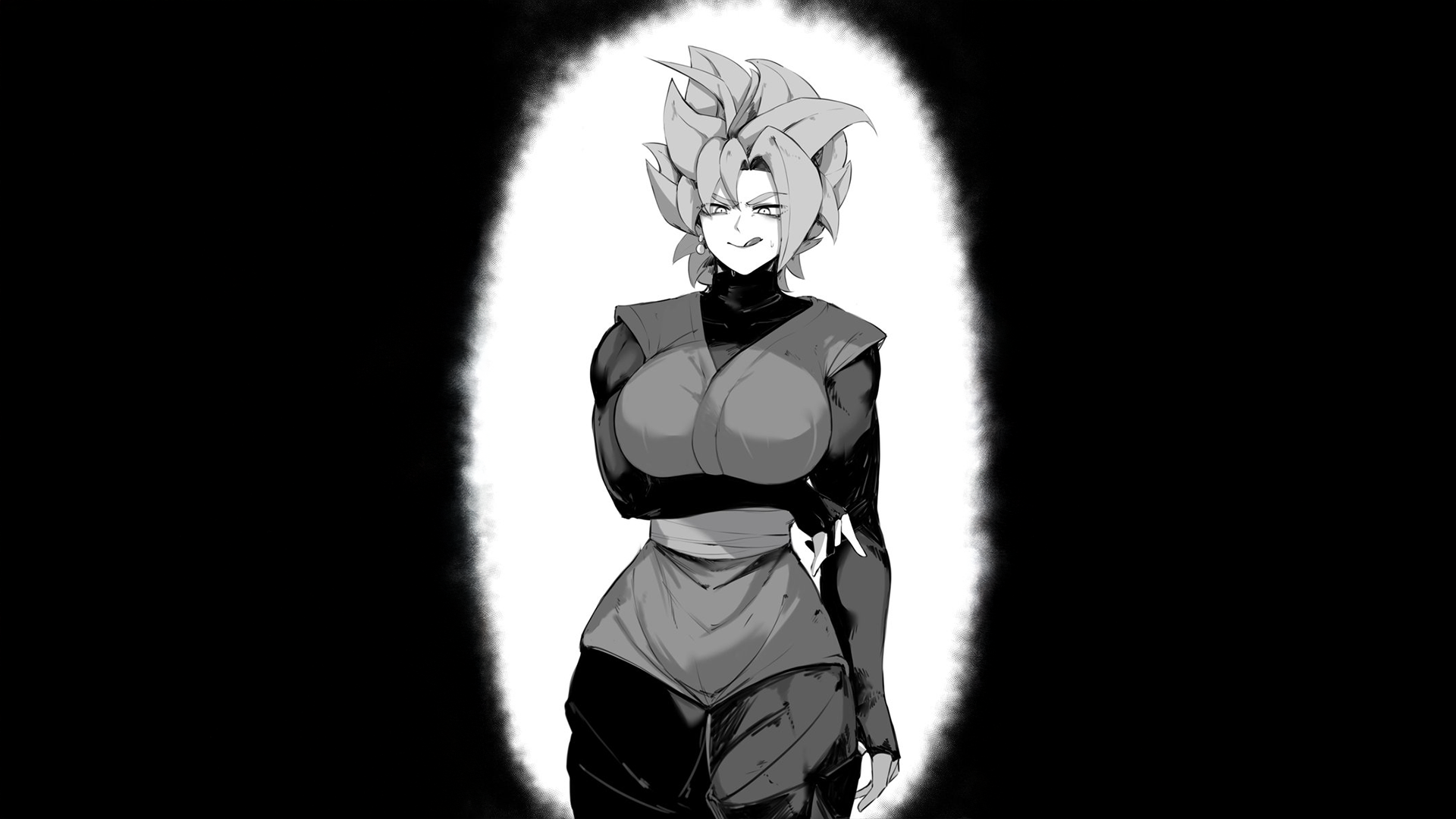 Masoq Goku Black Dragon Ball Z Black Shirt Earring Genderswap Long Sleeves Simple Background Black B 1920x1080