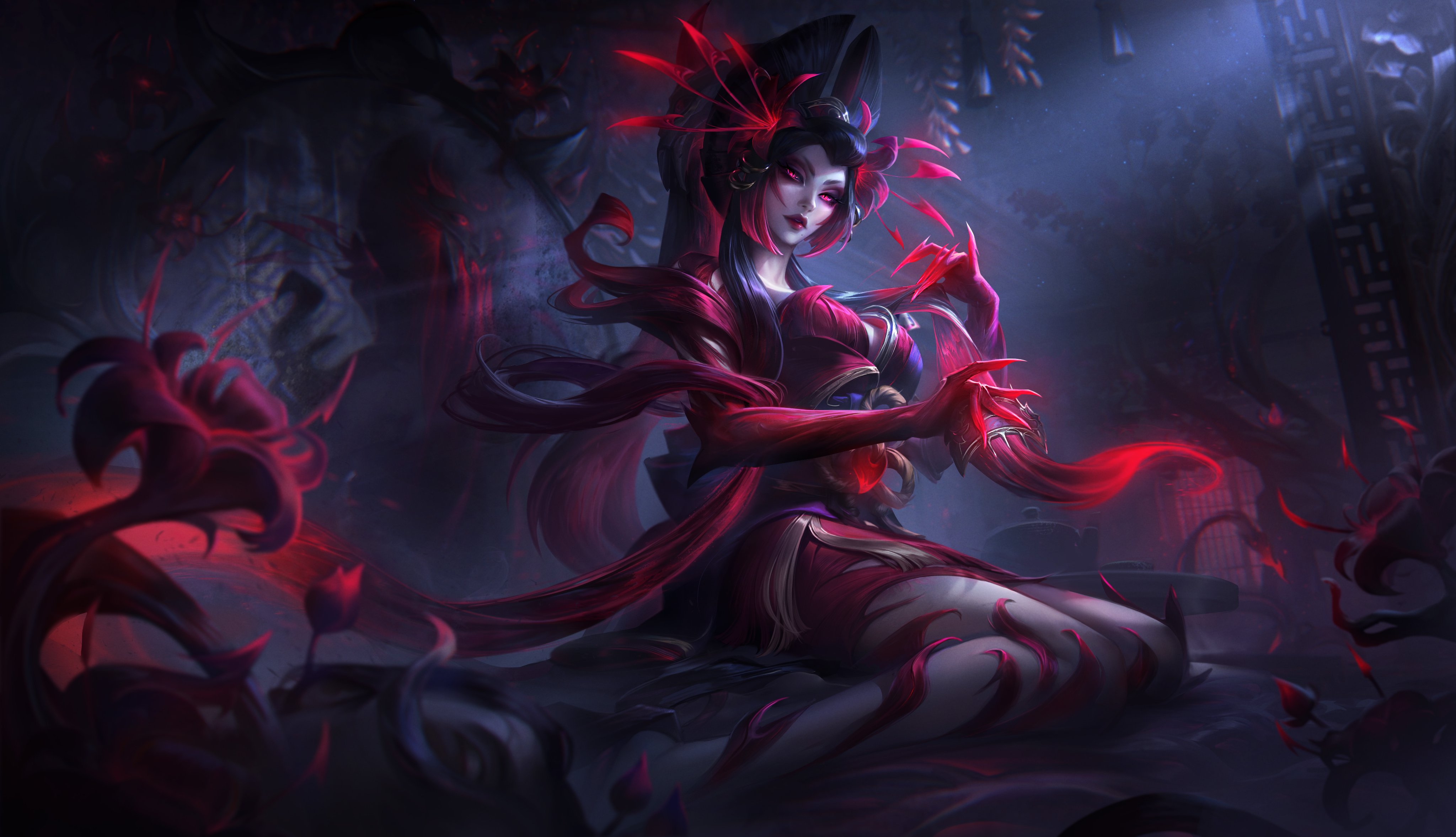 League Of Legends Zyra League Of Legends Riot Games Blood Moon League Of Legends Ghost Devil 4096x2355