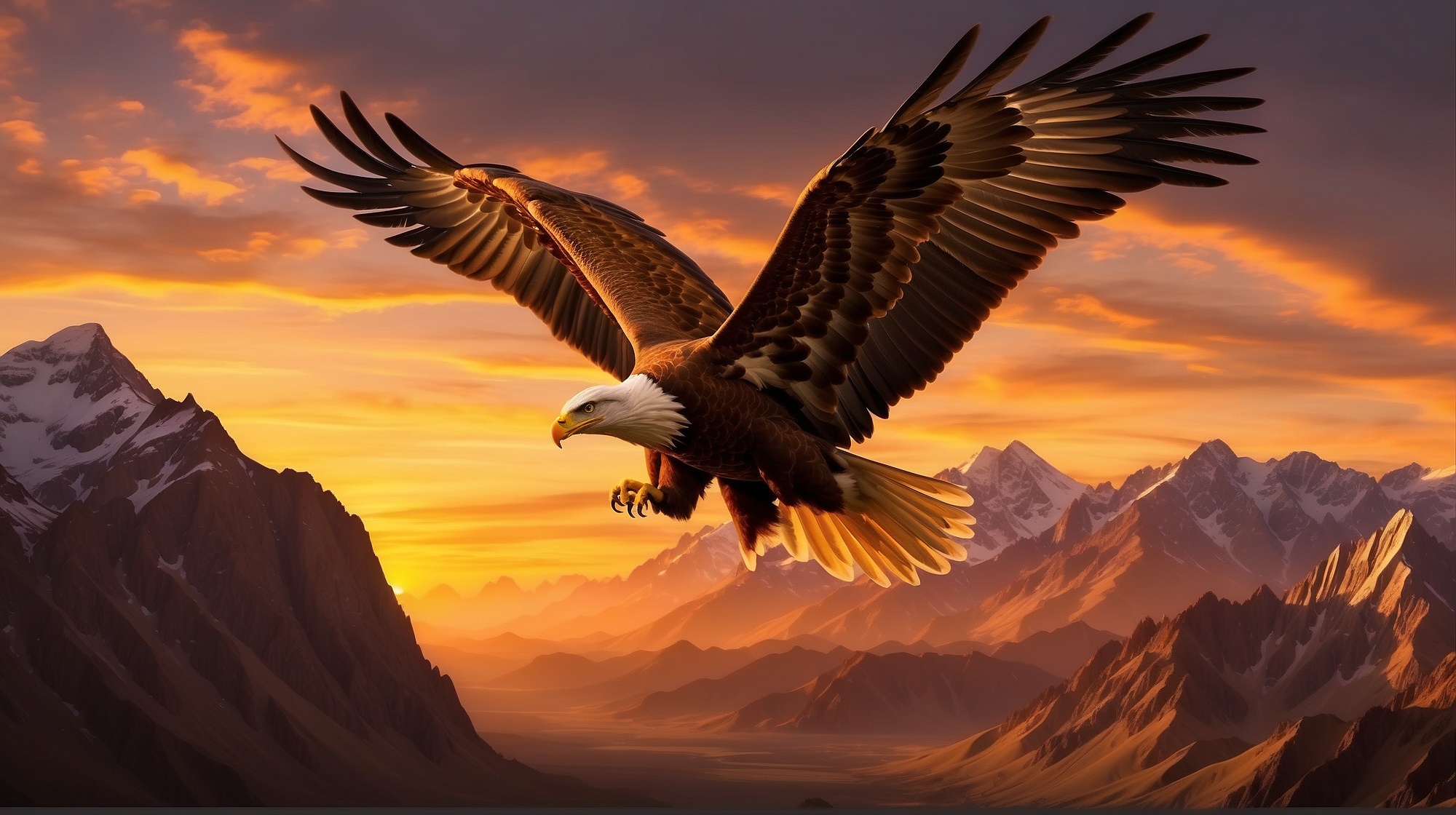 Eagle Mountains 4K Flying Artwork Nature CGi Abstract Birds 2000x1120