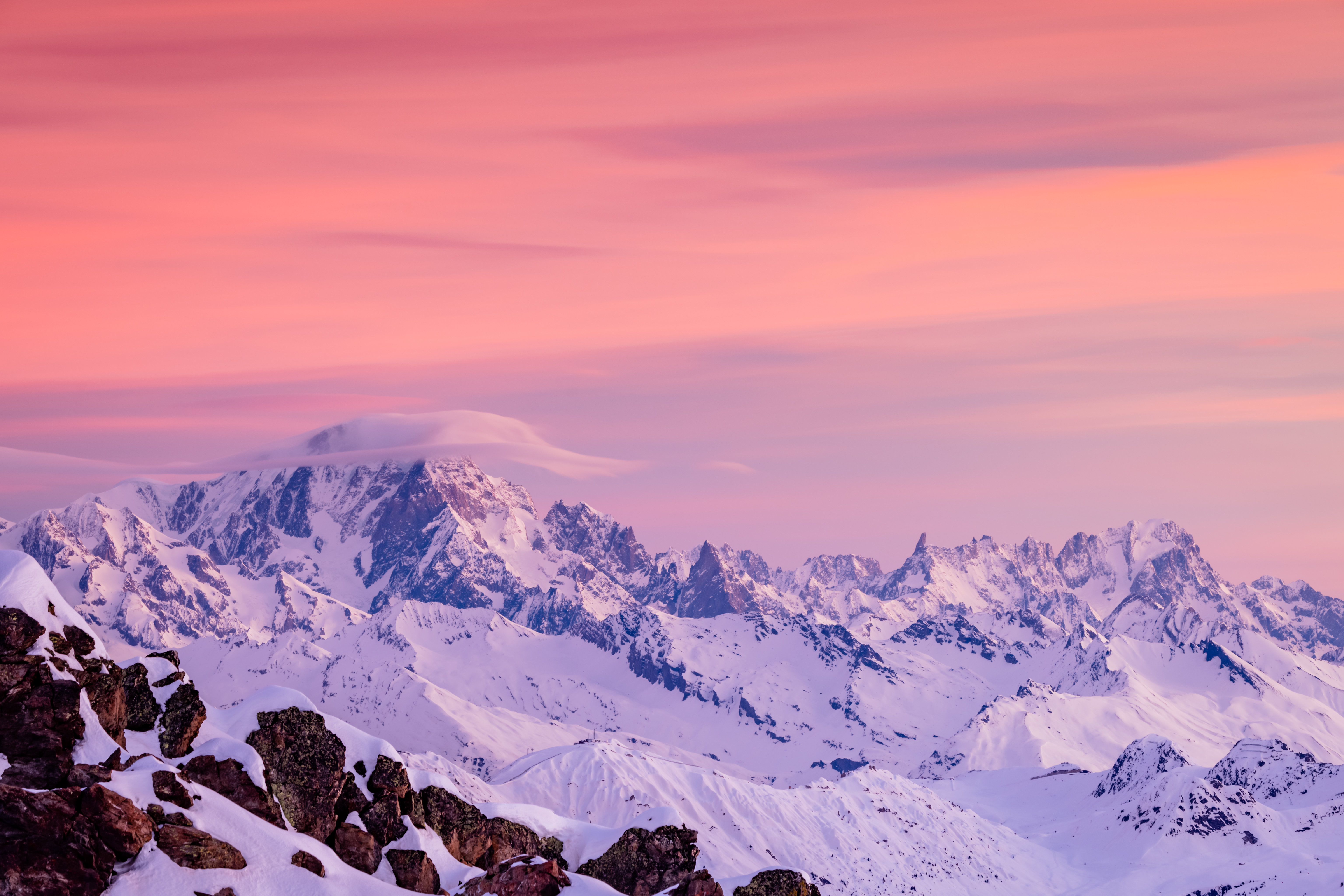 Nature Landscape Sky Clouds Mountains Rocks Snow Winter Mont Blanc Alps France 6144x4098