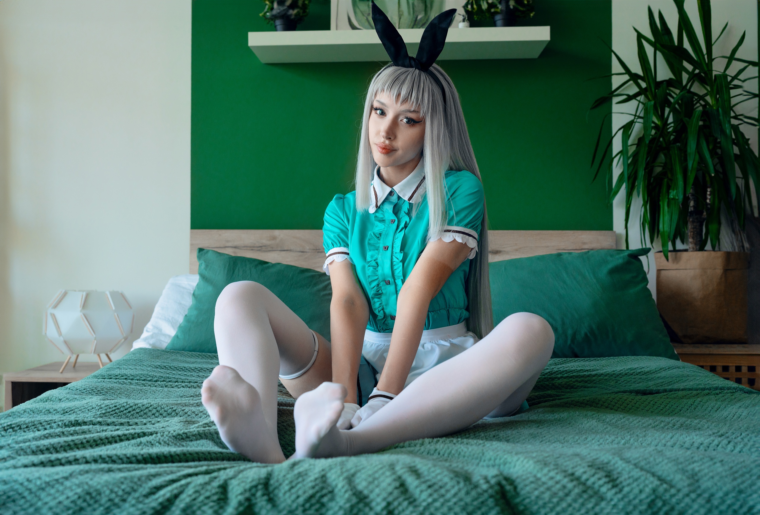 Vadim Tes Women Statffor Bunny Ears Blue Eyes Blue Clothing 2560x1734