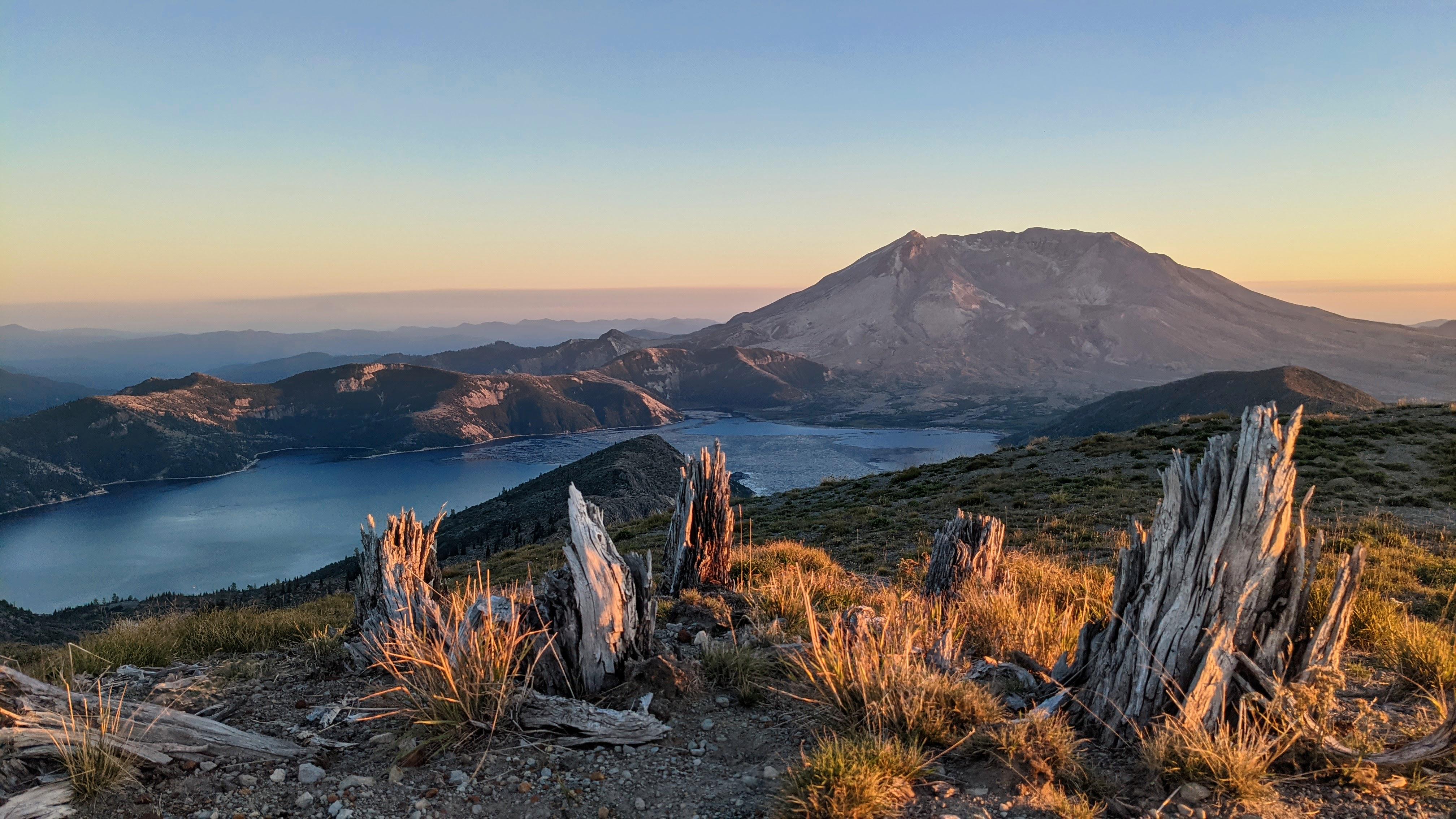 Nature Mountain View Mountains Lake Volcano Washington State USA North America Sunset Landscape 4032x2268