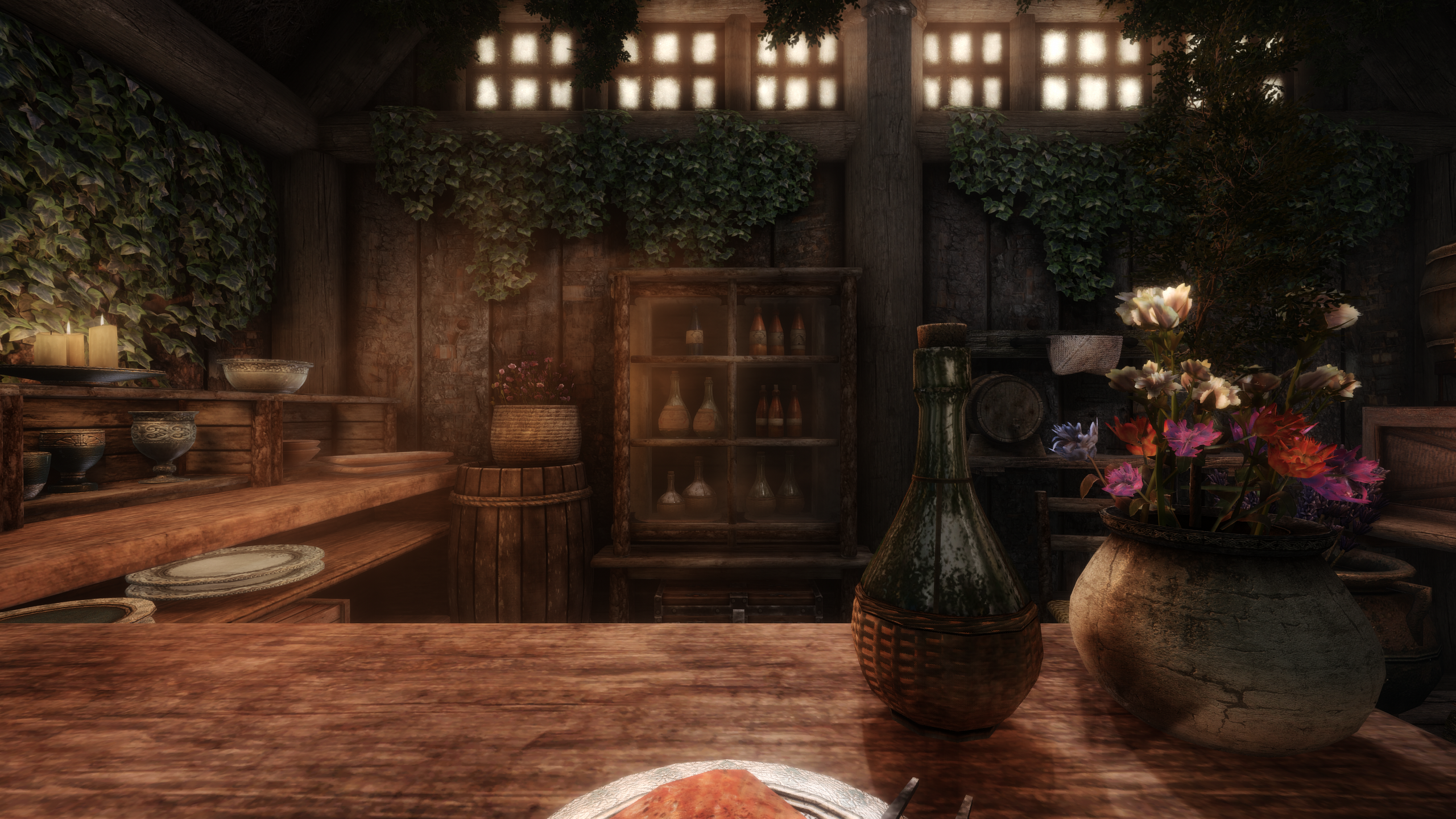 The Elder Scrolls V Skyrim Wine Relaxation Flowers 2560x1440