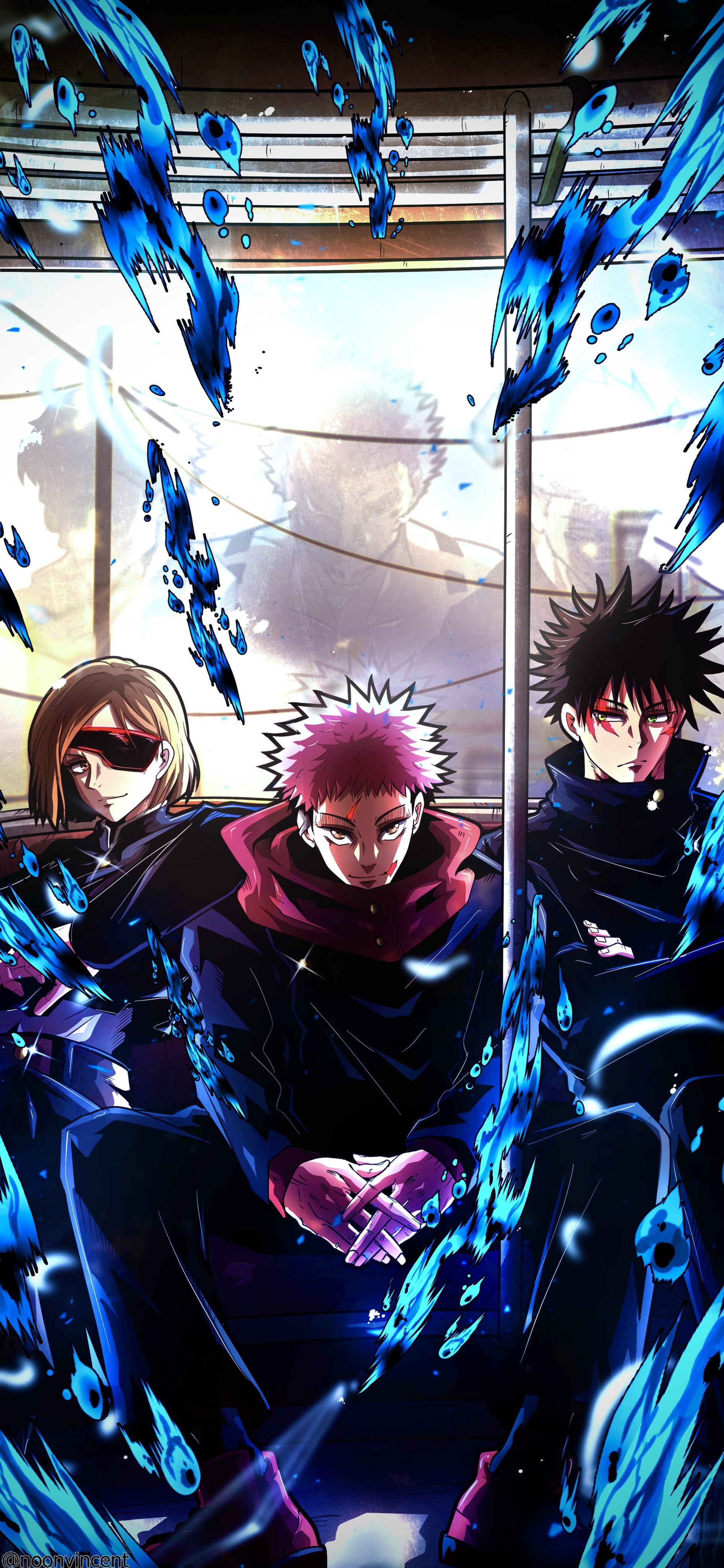 Jujutsu Kaisen Kugisaki Nobara Yuji Itadori Megumi Fushiguro Ryomen Sukuna Vincentnoon Himeno Chains 1892x4096