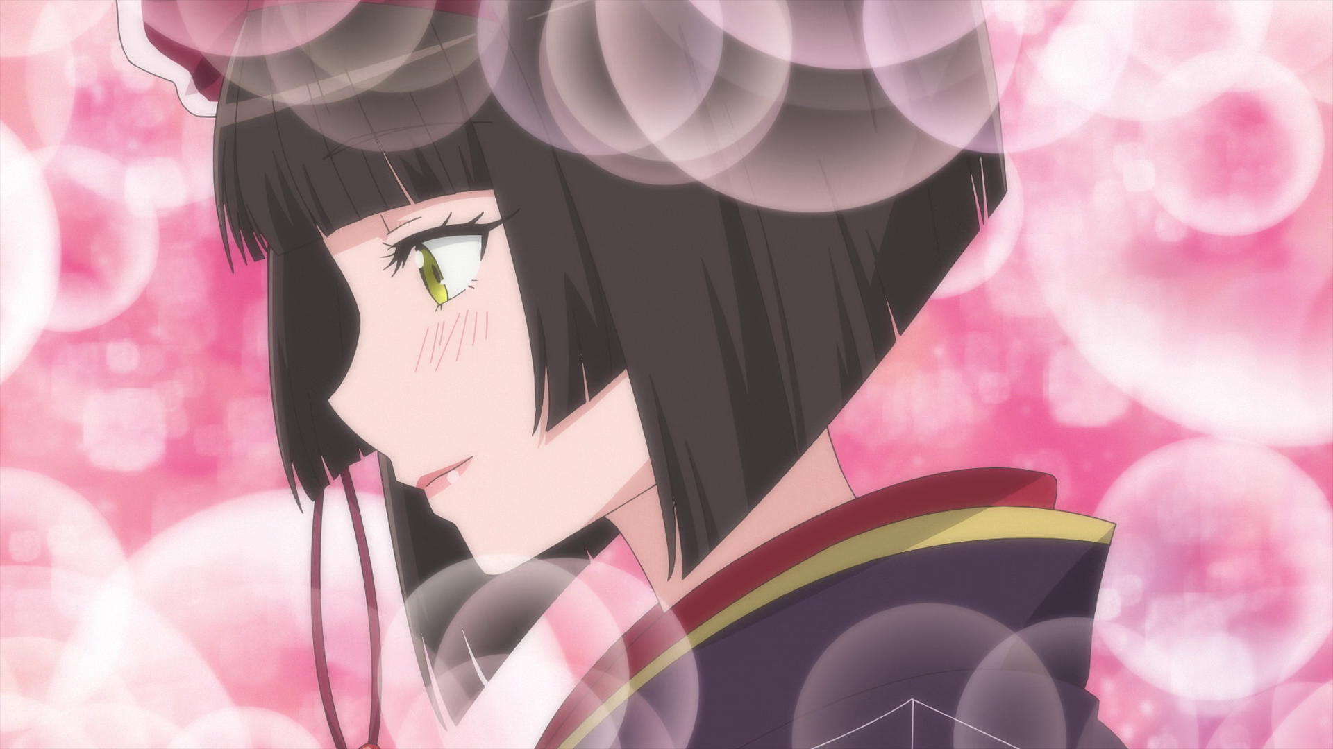 Tsukimichi Moonlit Fantasy Mio Tsukimichi Moonlit Fantasy Green Eyes Dark Hair Smiling Blushing Kimo 1920x1080