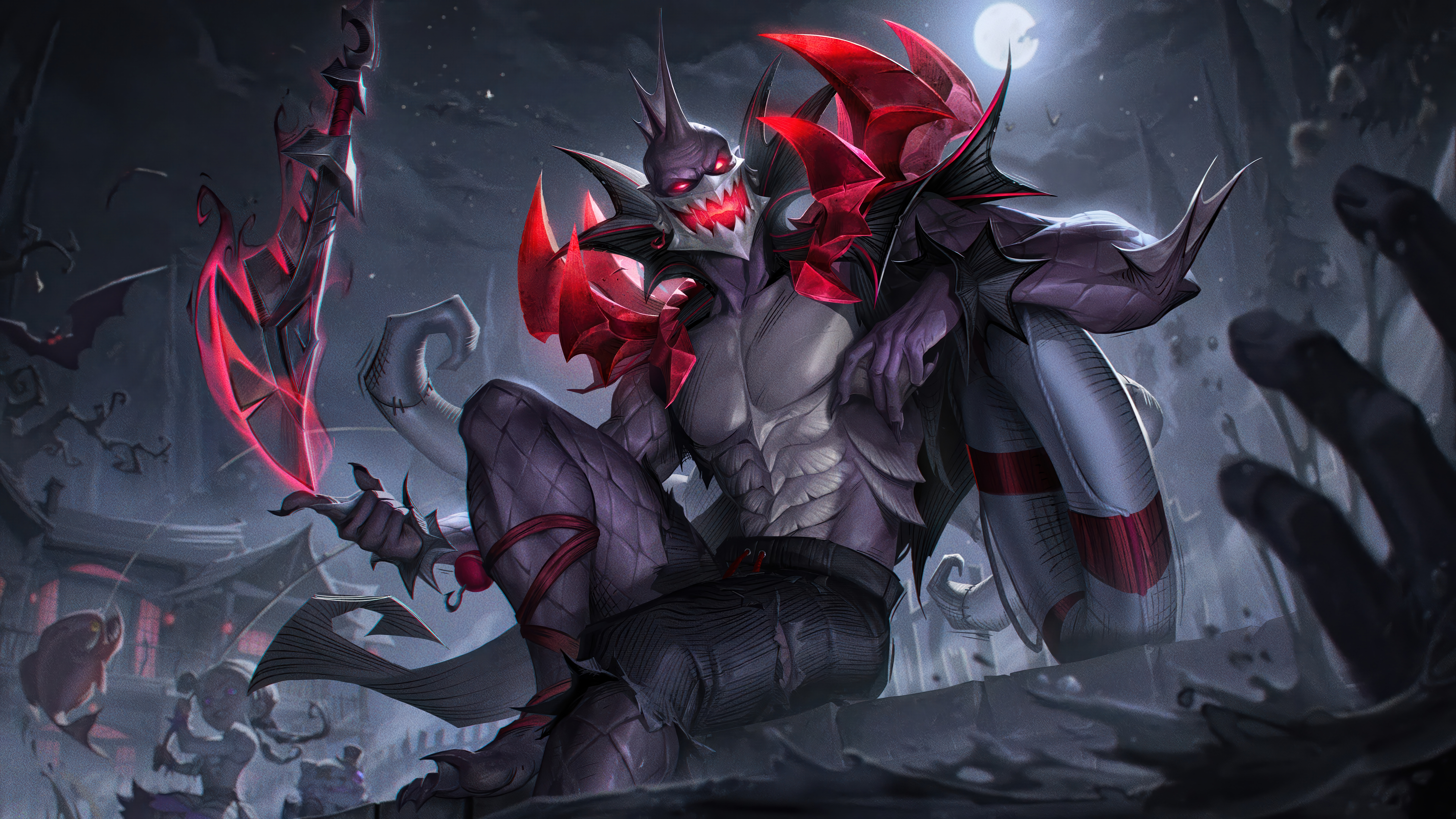 Fright Night League Of Legends Video Games GZG Riot Games 4K Digital Art League Of Legends Pyke Leag 7680x4320