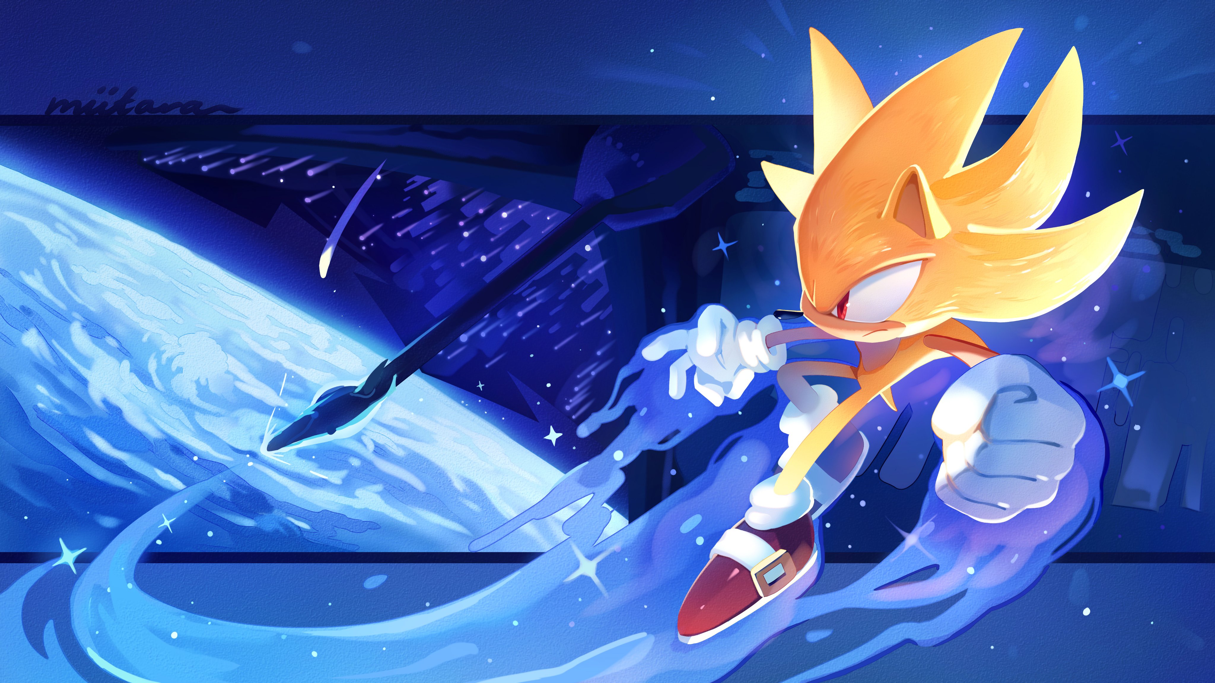 Sonic The Hedgehog Super Sonic Video Game Art Miitara Digital Art Space 4096x2304