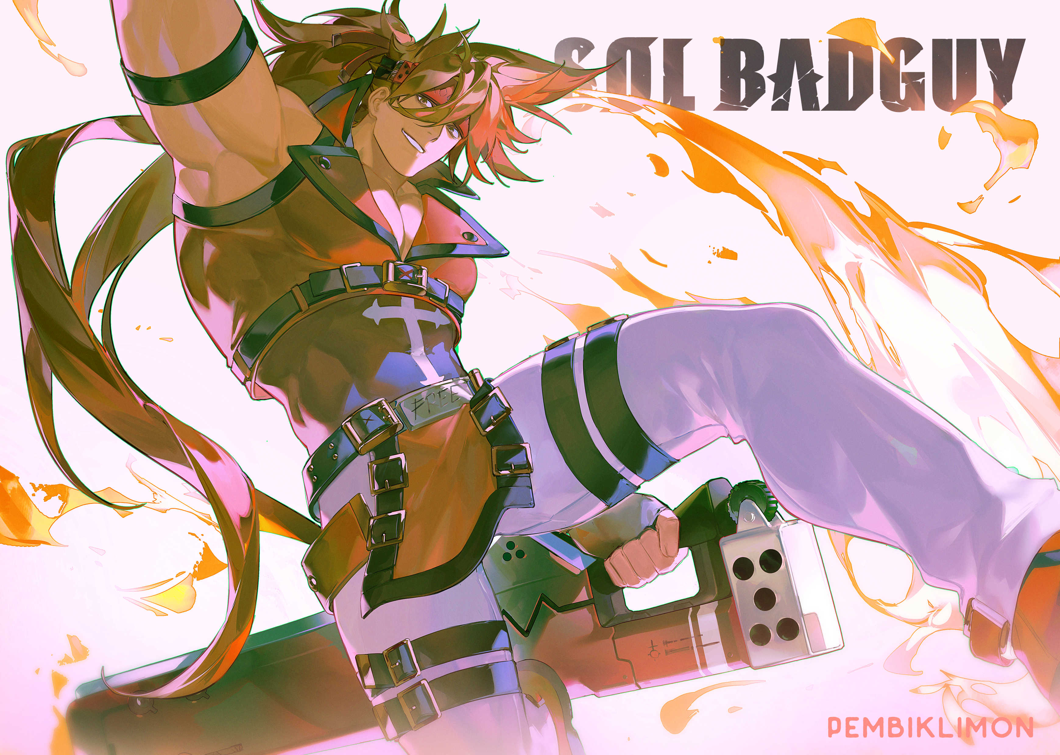 Guilty Gear Guilty Gear Xrd Sol Badguy Anime Men Long Hair Brunette Fighting Games 3480x2480