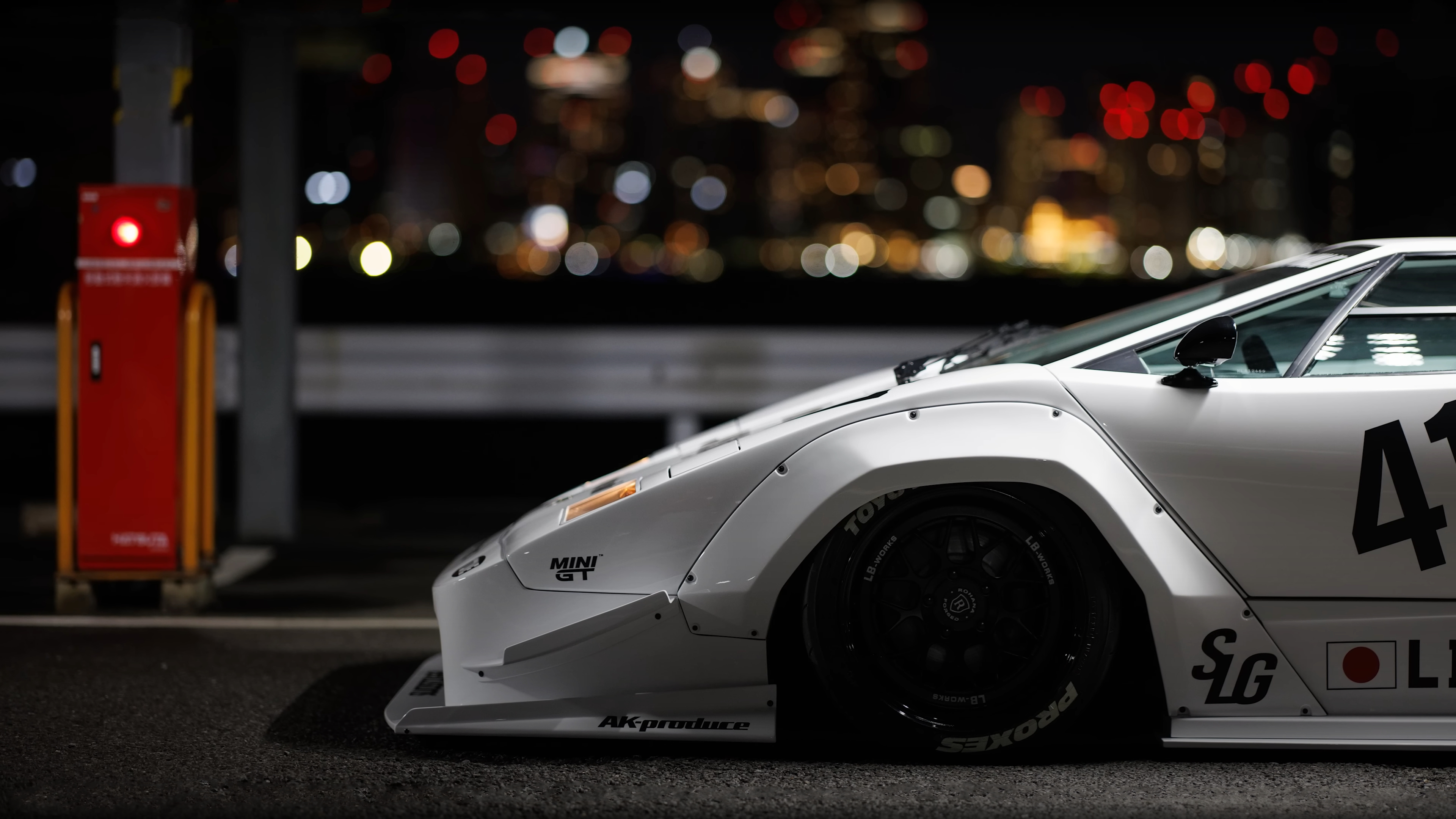 Larry Chen Lamborghini Countach Liberty Walk Car Night Stance Cars Bodykit Italian Cars V12 Engine S 3840x2160