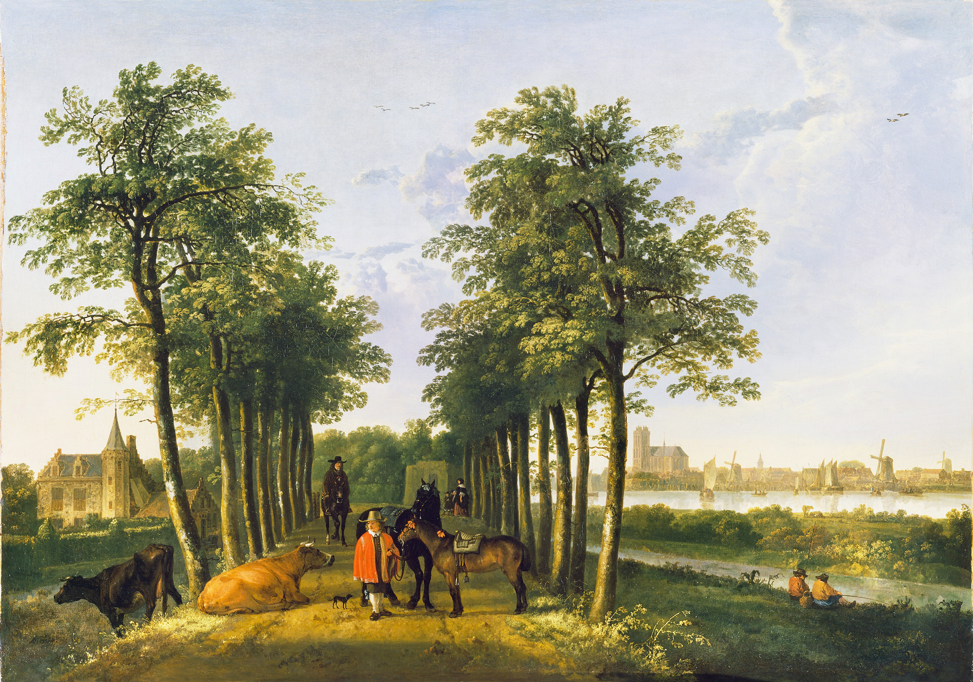 Aelbert Cuyp Oil On Canvas Trees Landscape People Animals Painting Artwork Oil Painting 1920x1346