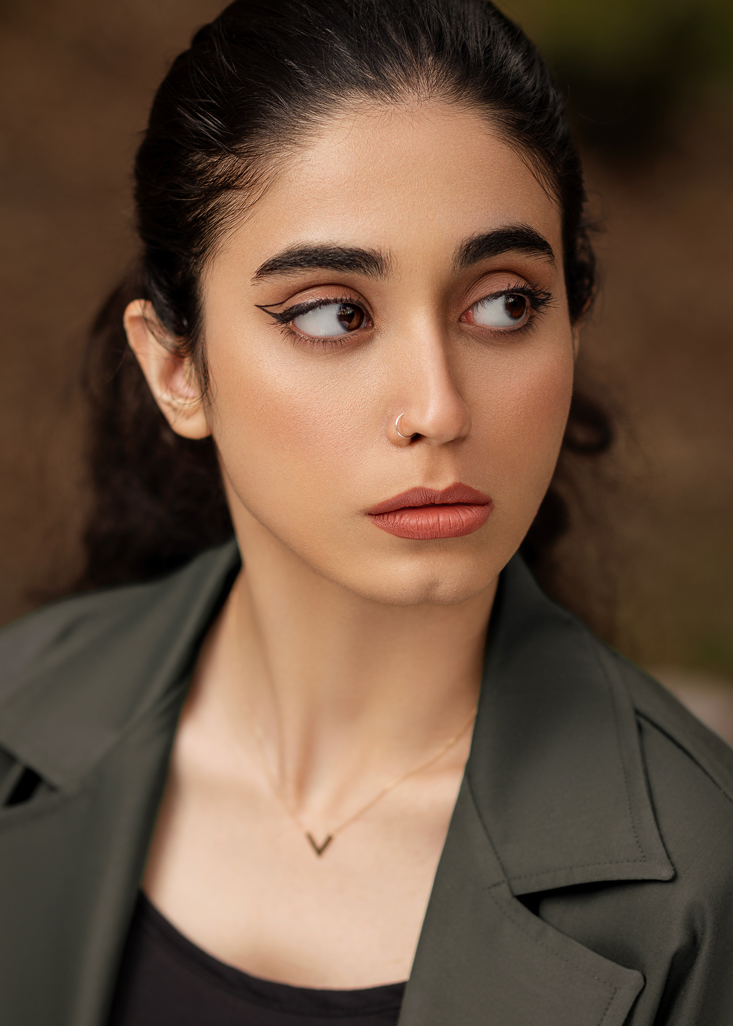 Ali Shomali Women Portrait Piercing Eyeliner Looking Away 1500x2101