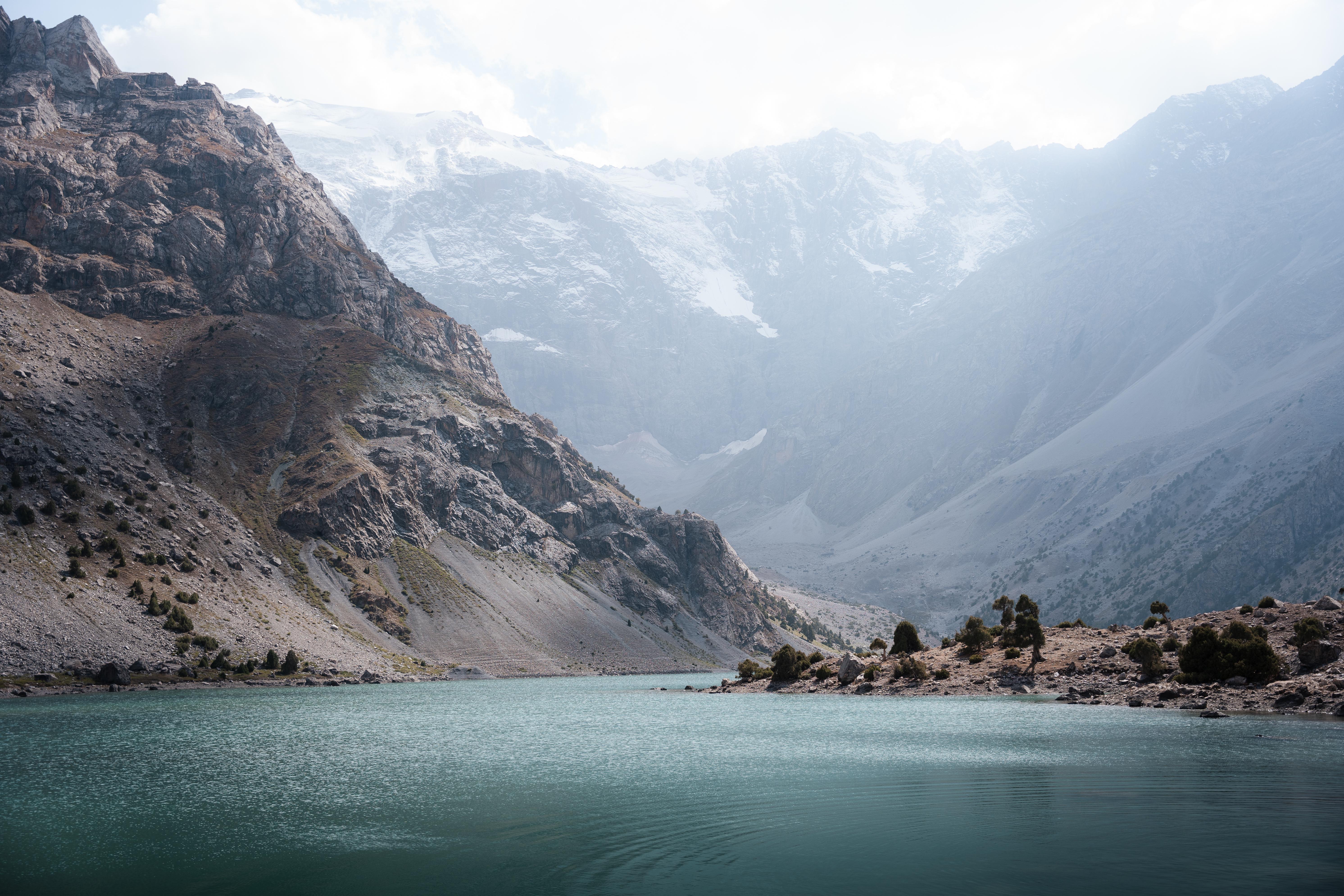 Lake Mountains Tajikistan Asia Cliff Rocks Nature Landscape 5968x3979