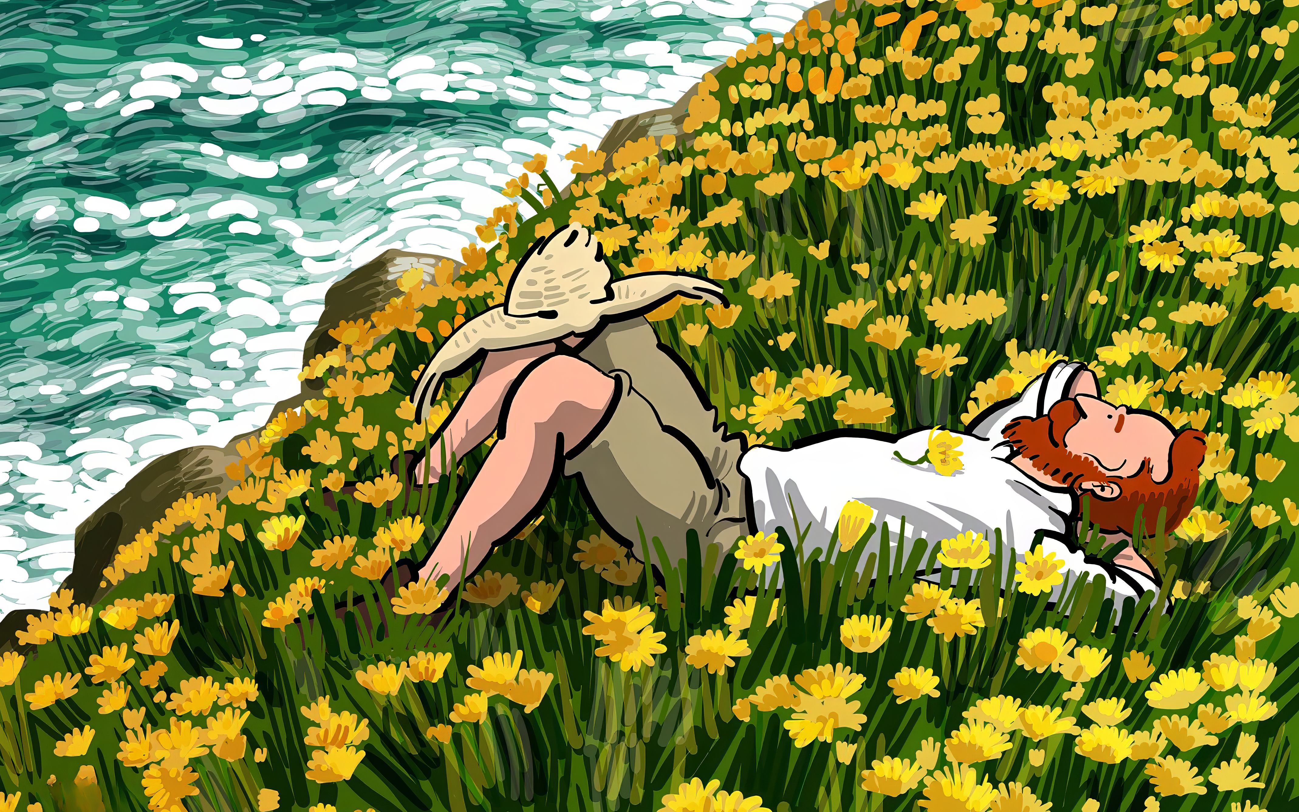 Alireza Karimi Moghaddam Vincent Van Gogh Grass Lying On Back Lying Down Straw Hat Relaxing 4277x2673