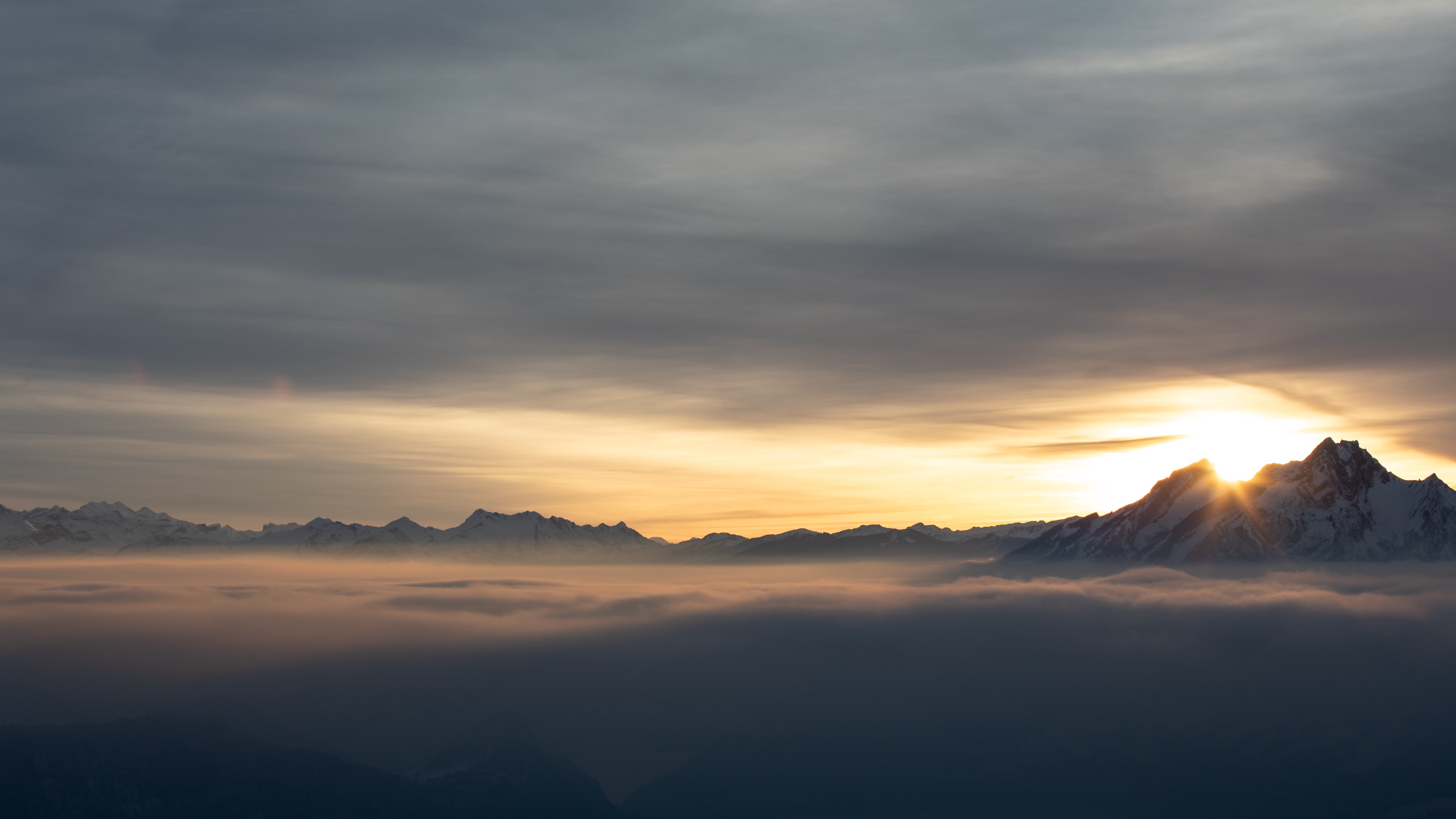 Nature Landscape Clouds Sky Mountains Snow Sunrise Mountain View 3840x2160