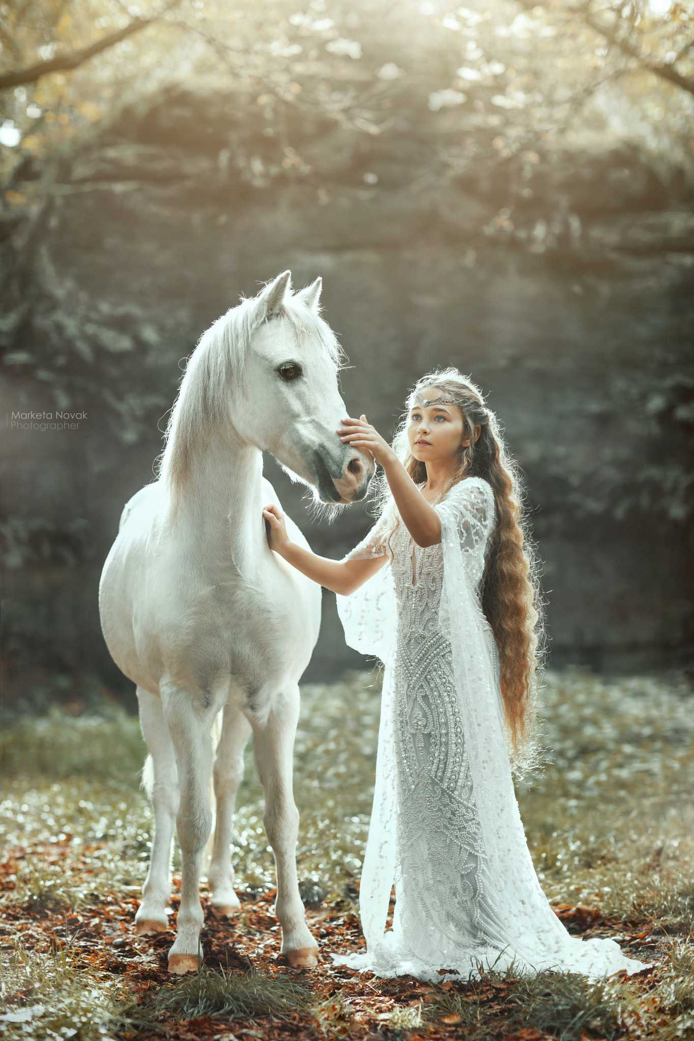 Marketa Novak Women Amalka Sykorova Horse White Dress Sunlight 1365x2048
