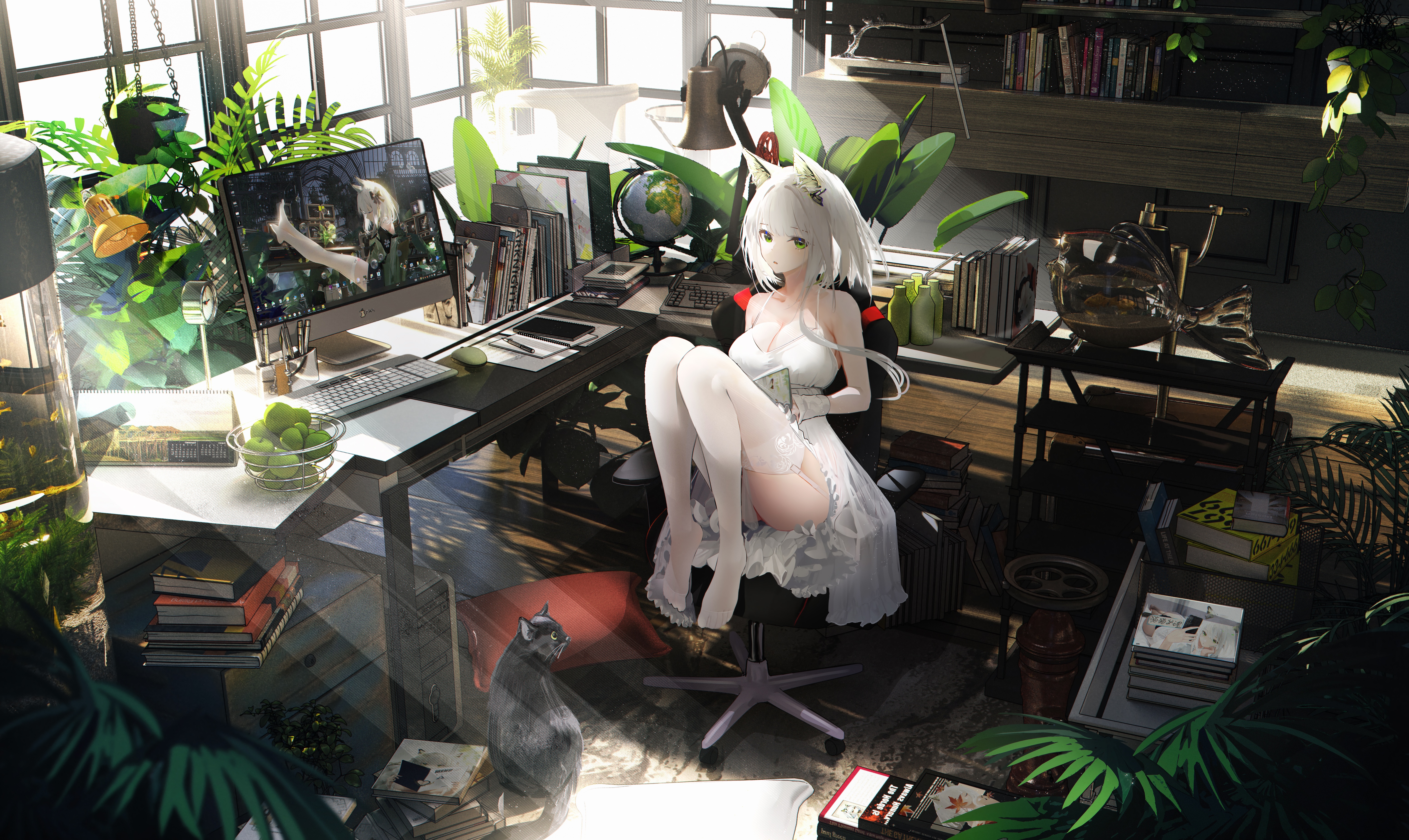 Anime Anime Girls Digital Art Women Indoors Fox Girl 6200x3697