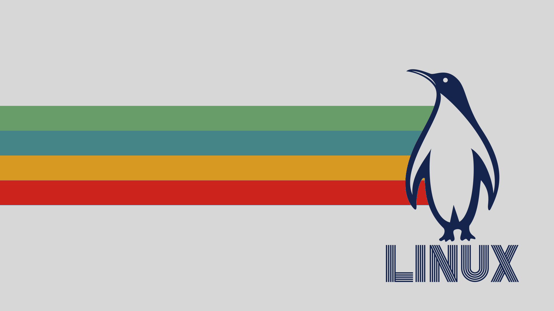 Linux Operating System Penguins Tux Stripes White Background 1920x1080
