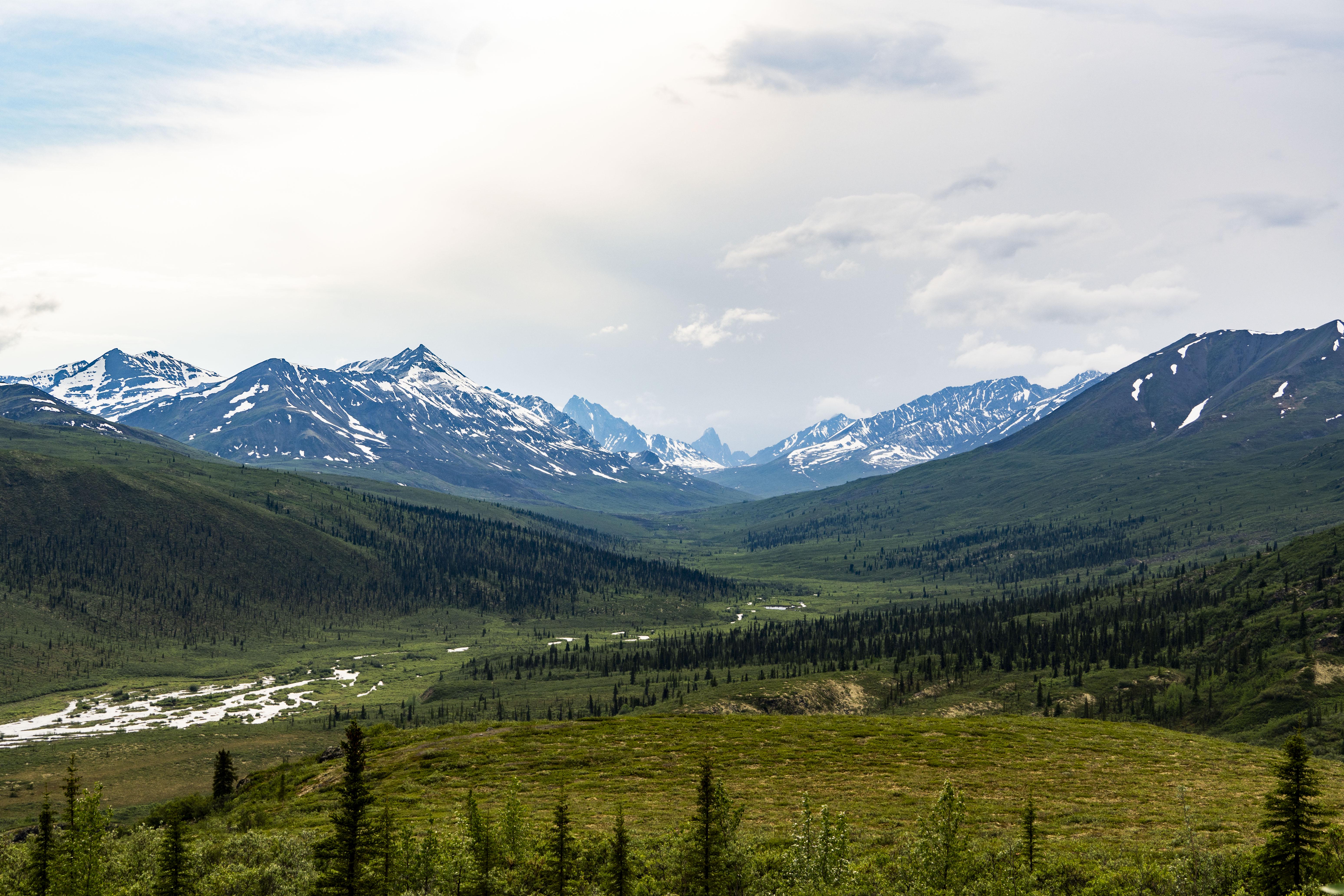 Nature Landscape Snow Mountains Clouds Canada North America Field River Yukon Forest Mountain View 6192x4128