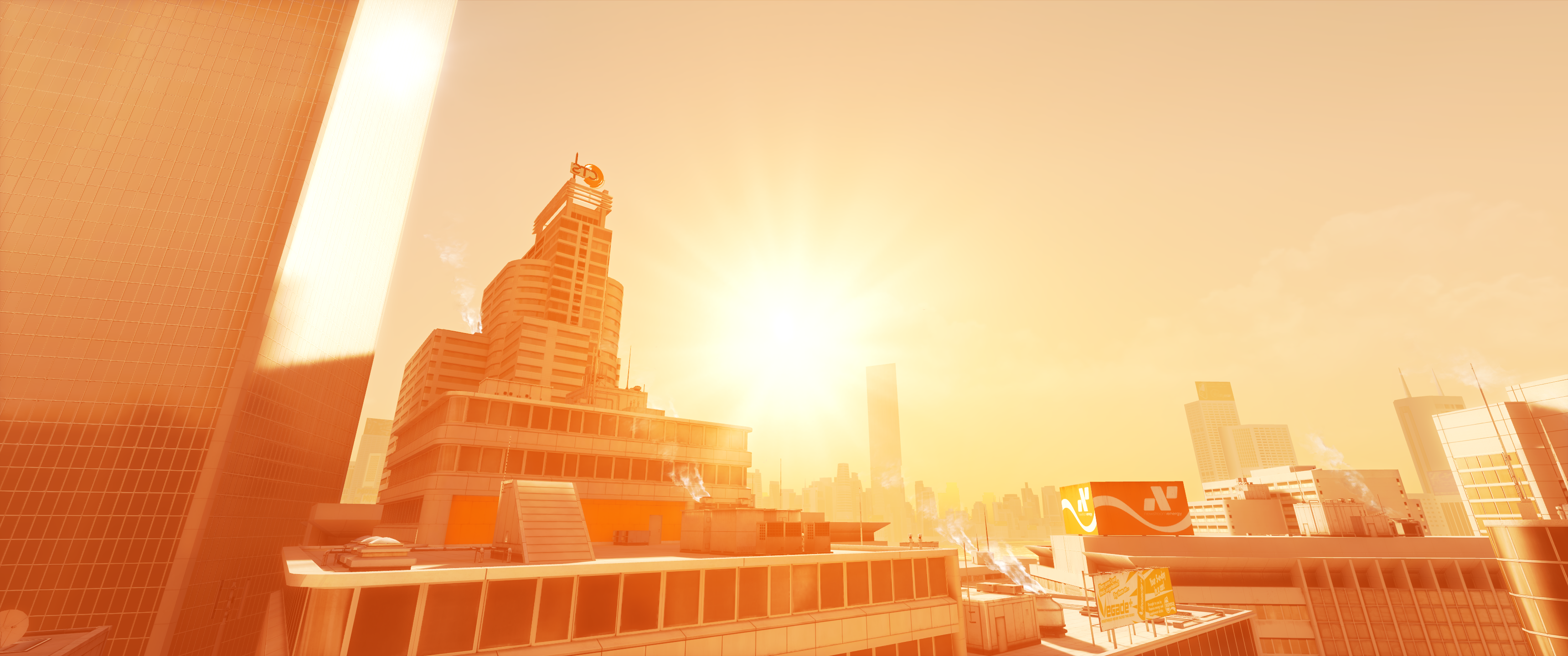 Mirrors Edge Sunset Video Games Electronic Arts Sky Building Sun Rooftops 3440x1440