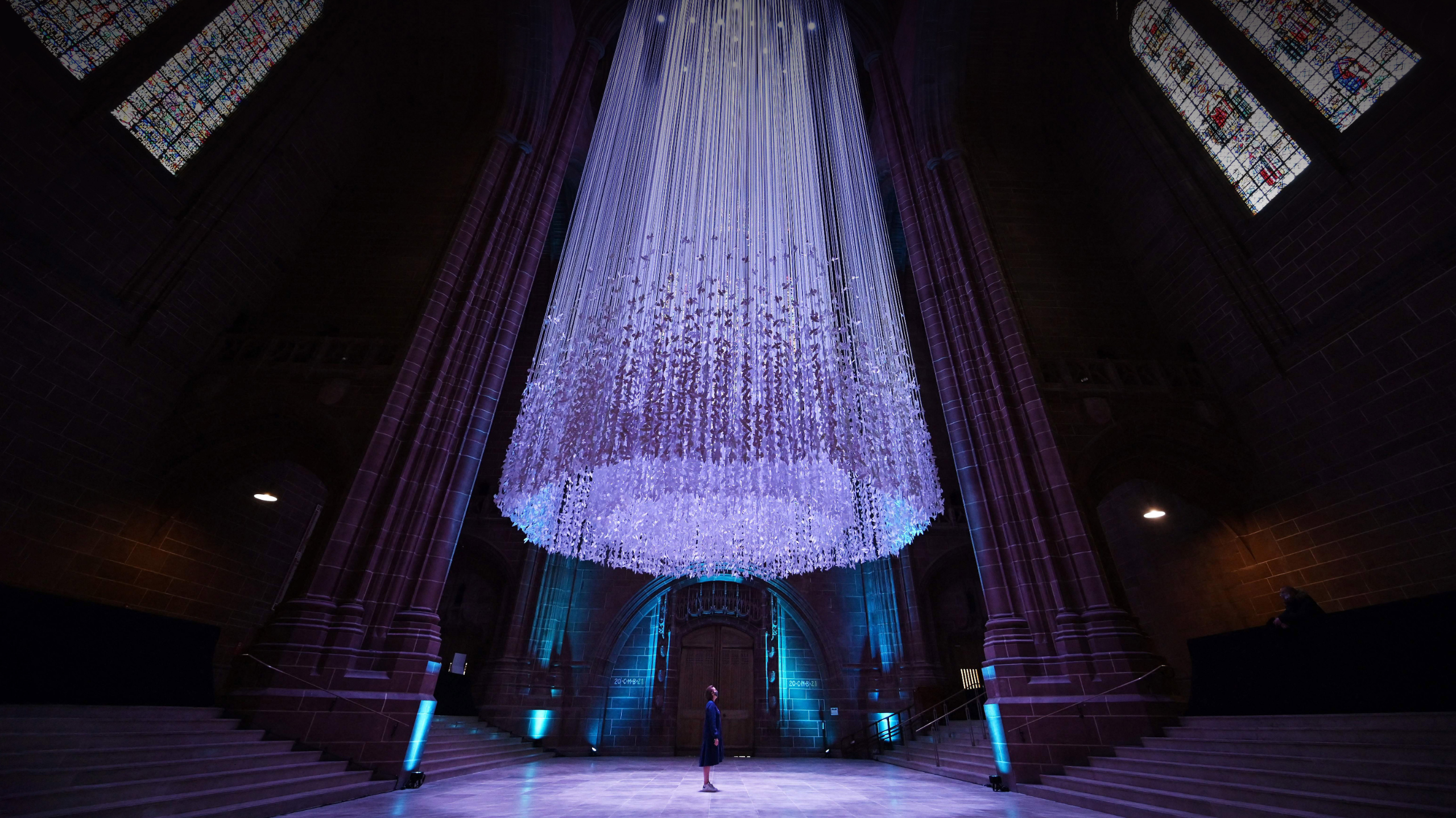 Architecture Door Interior Lights Chandeliers Liverpool England Cathedral 2560x1440