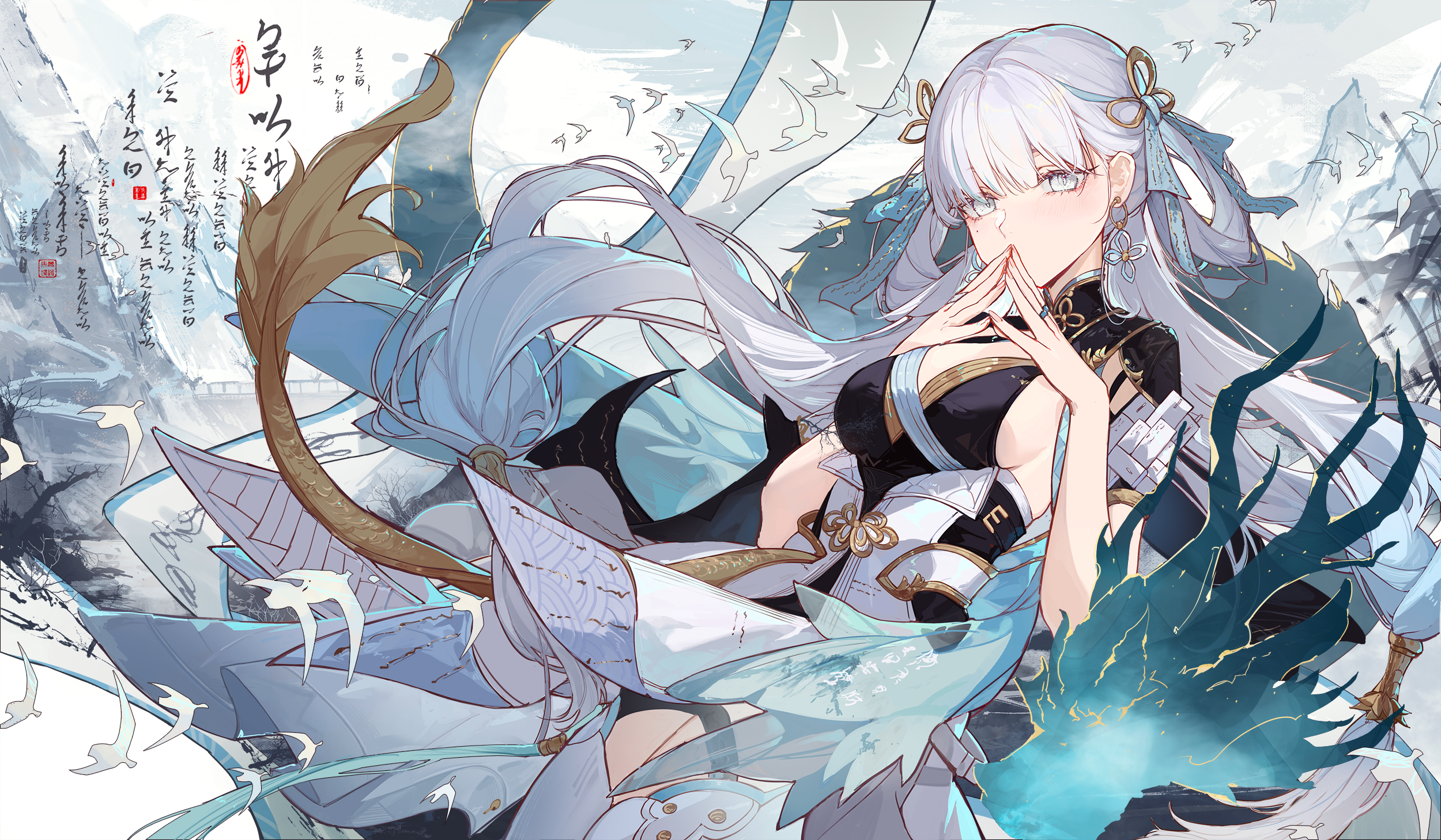 Anime Girls Video Games Wuthering Waves White Hair Jinhsi Wuthering Waves 2500x1459