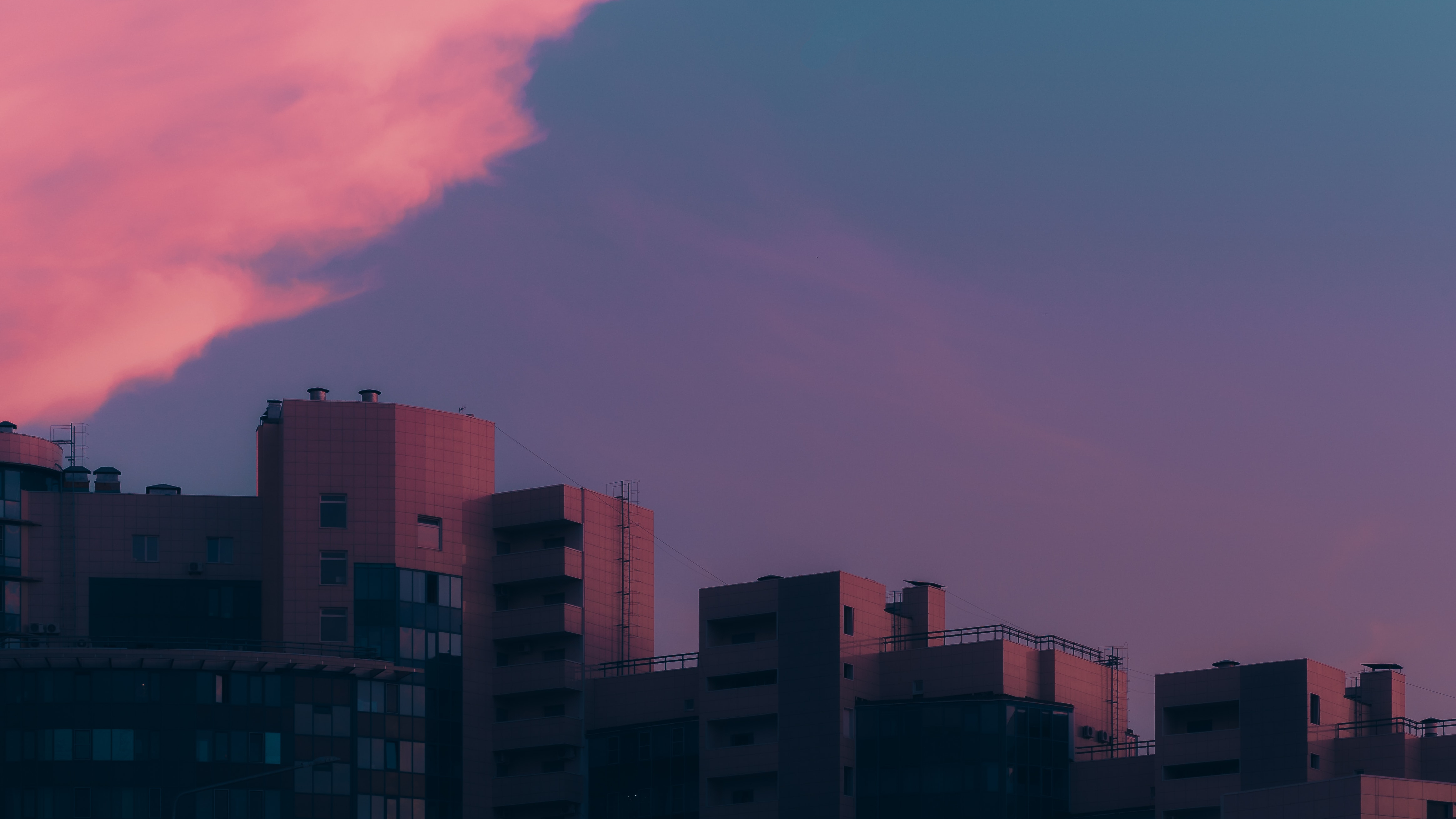 Sky Anime Pink Clouds Skyline Pink Clouds Building 4658x2620