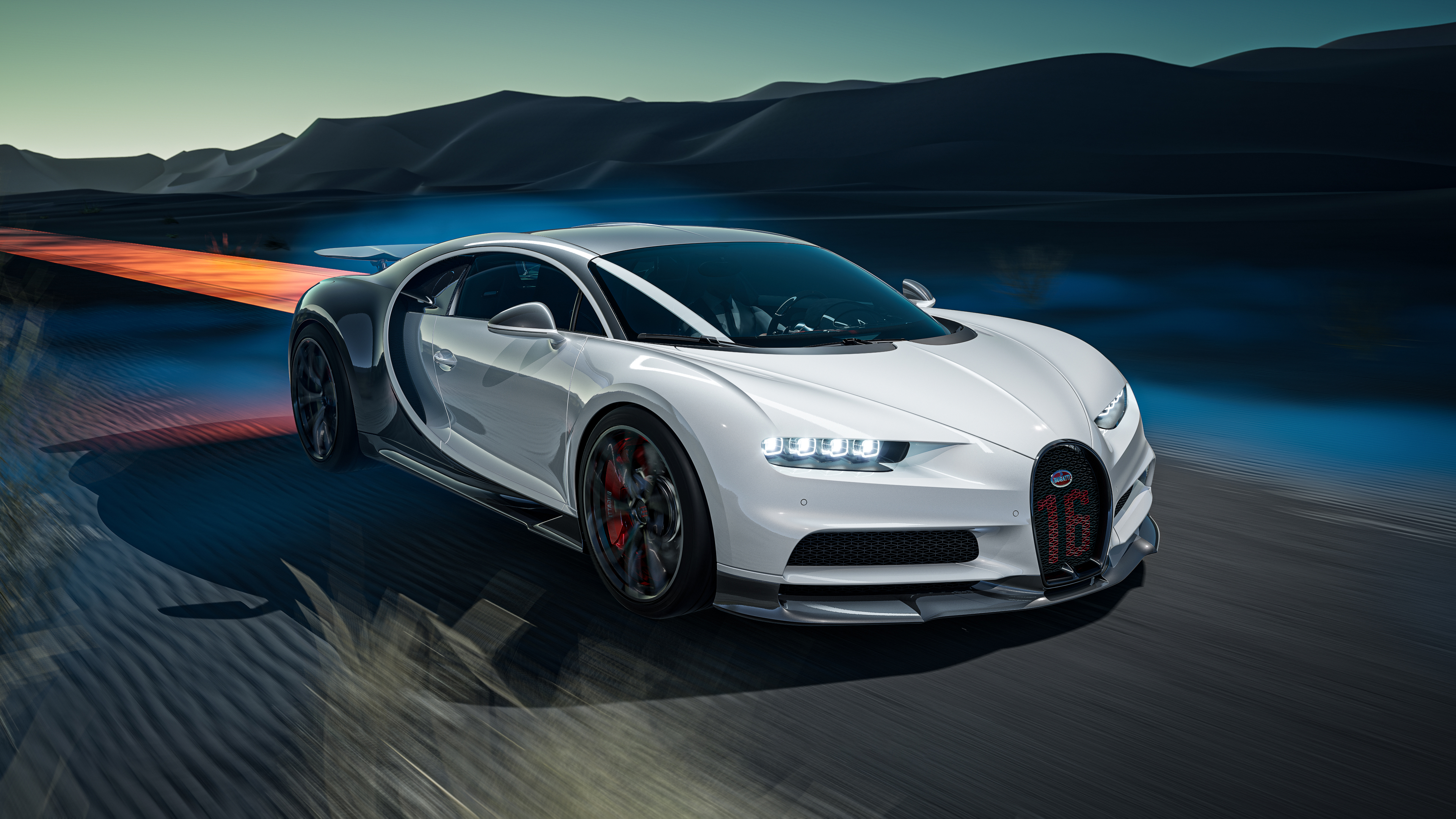 Bugatti Chiron Bugatti Car White Cars Sports Car Hypercar Artwork Motion Blur French Cars Volkswagen 3840x2160