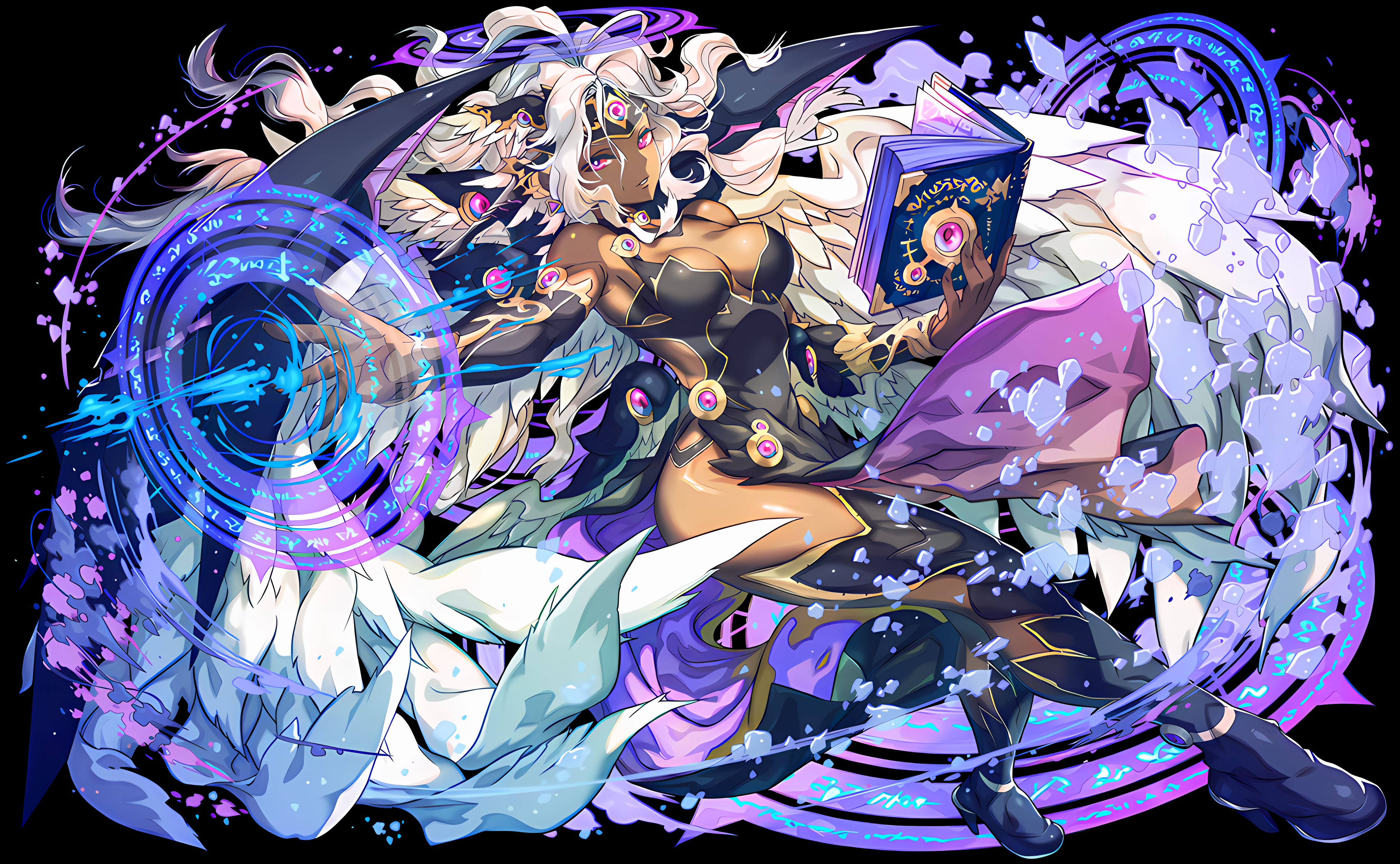 Puzzle Dragons Puzzle And Dragons White Hair Dragon Magic Spell Wings 4588x2832