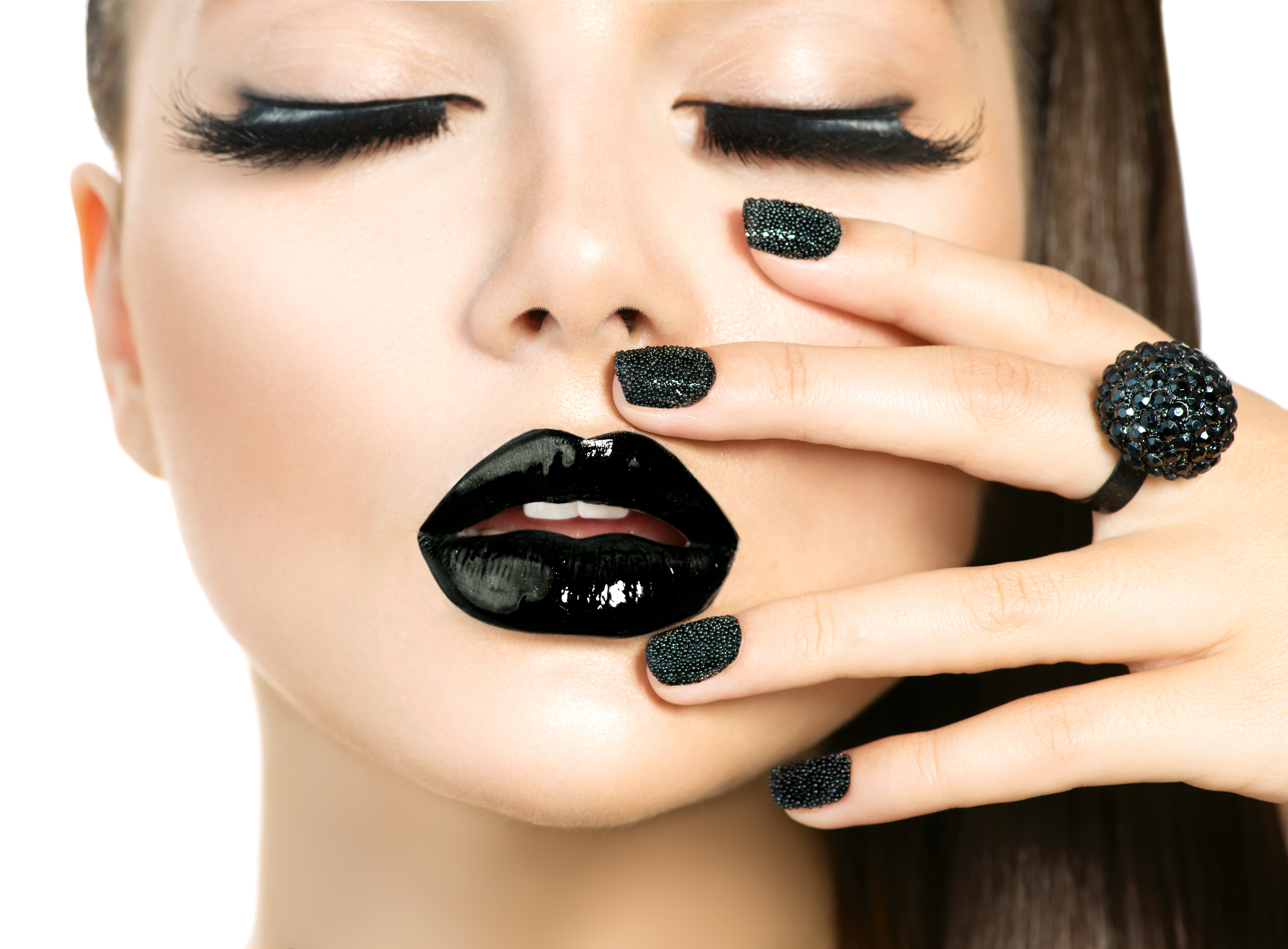 Women Makeup Model Black Lipstick 6670x4912