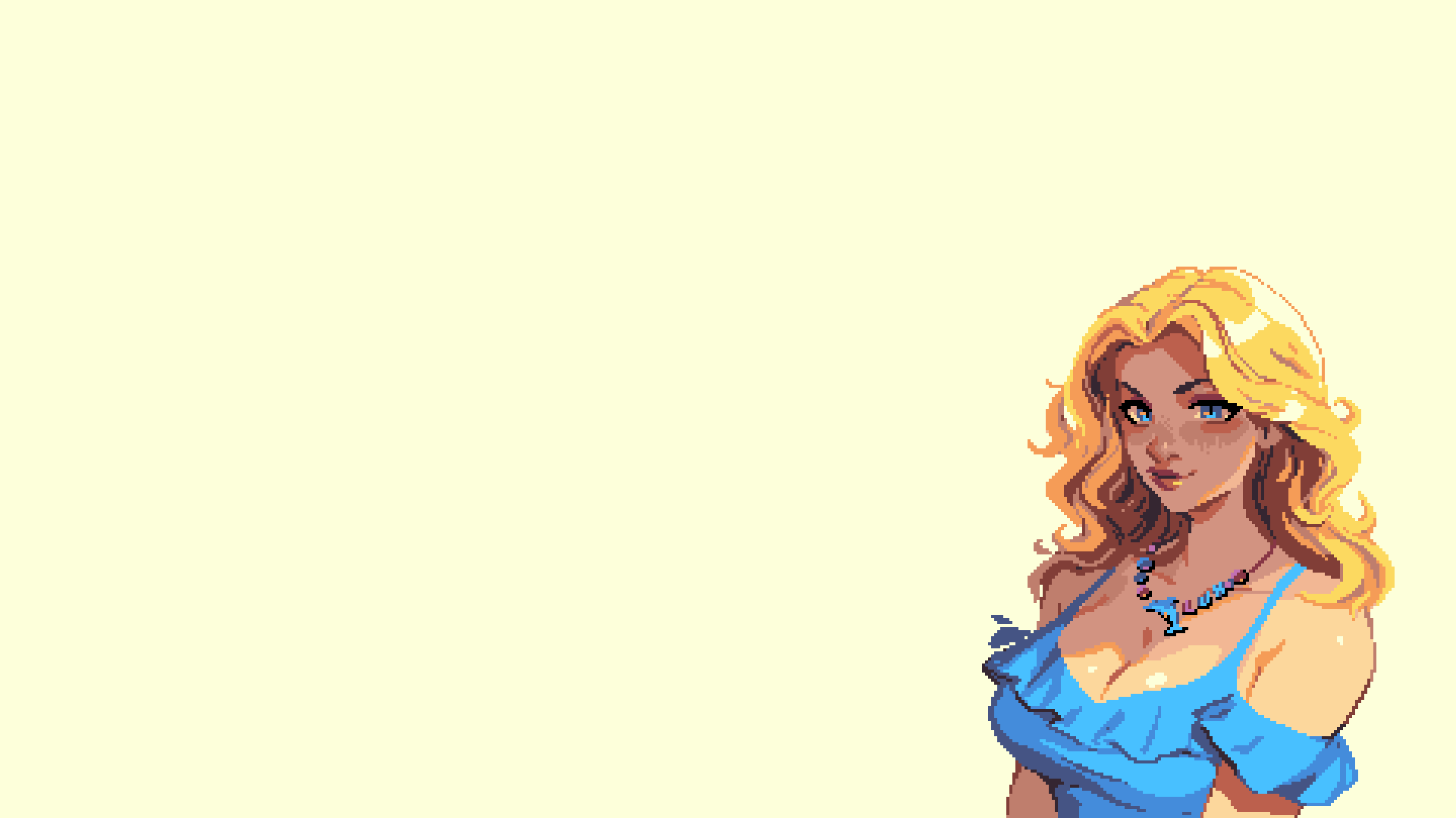 Stardew Valley Haley Stardew Valley Blonde Pixel Art Simple Background Pixelated Necklace Long Hair  1920x1080