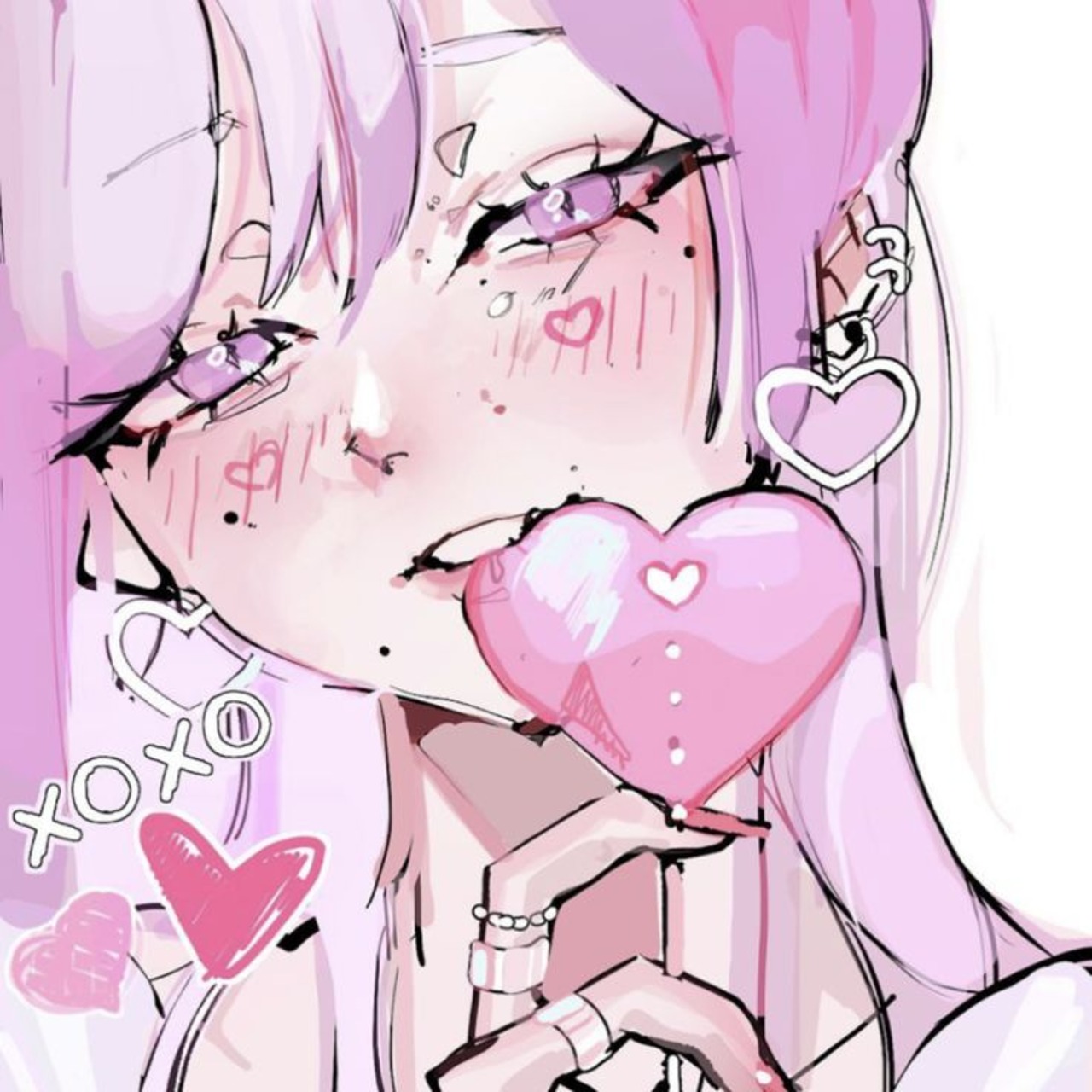 Candy Heart Candy Pink Anime Girls Pink Hair Blushing Valentines Day 1280x1280