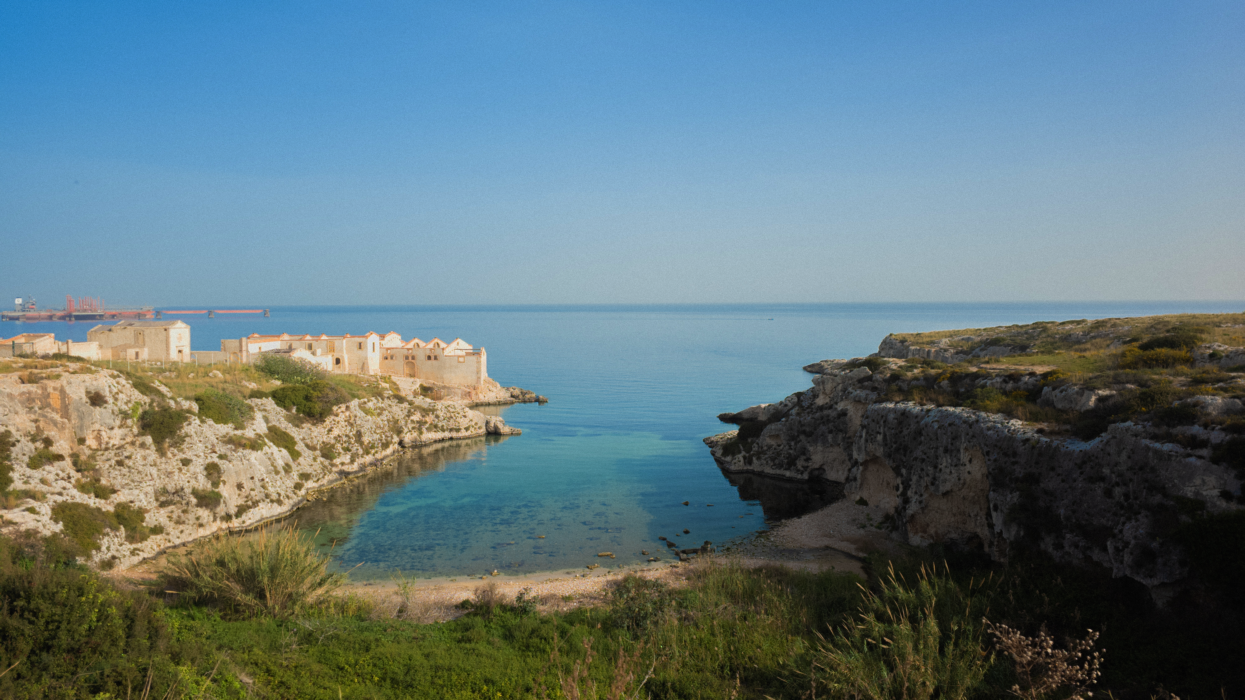 Nature Landscape Horizon Water Sea Ruins Abandoned Italy Sicily 4000x2250