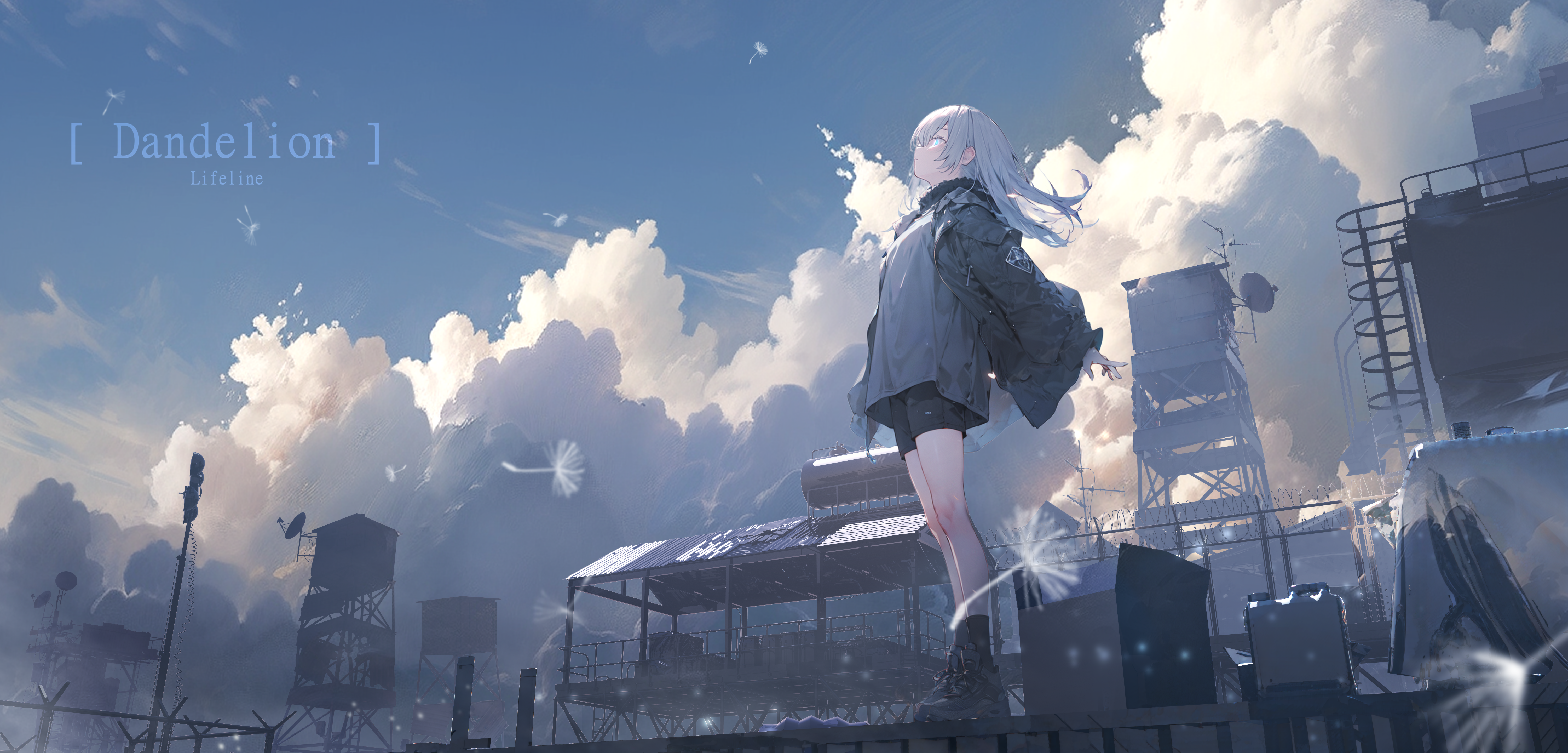 Anime Girls Women Landscape Clouds Scenery Sky Digital Art Lifeline 6000x2880