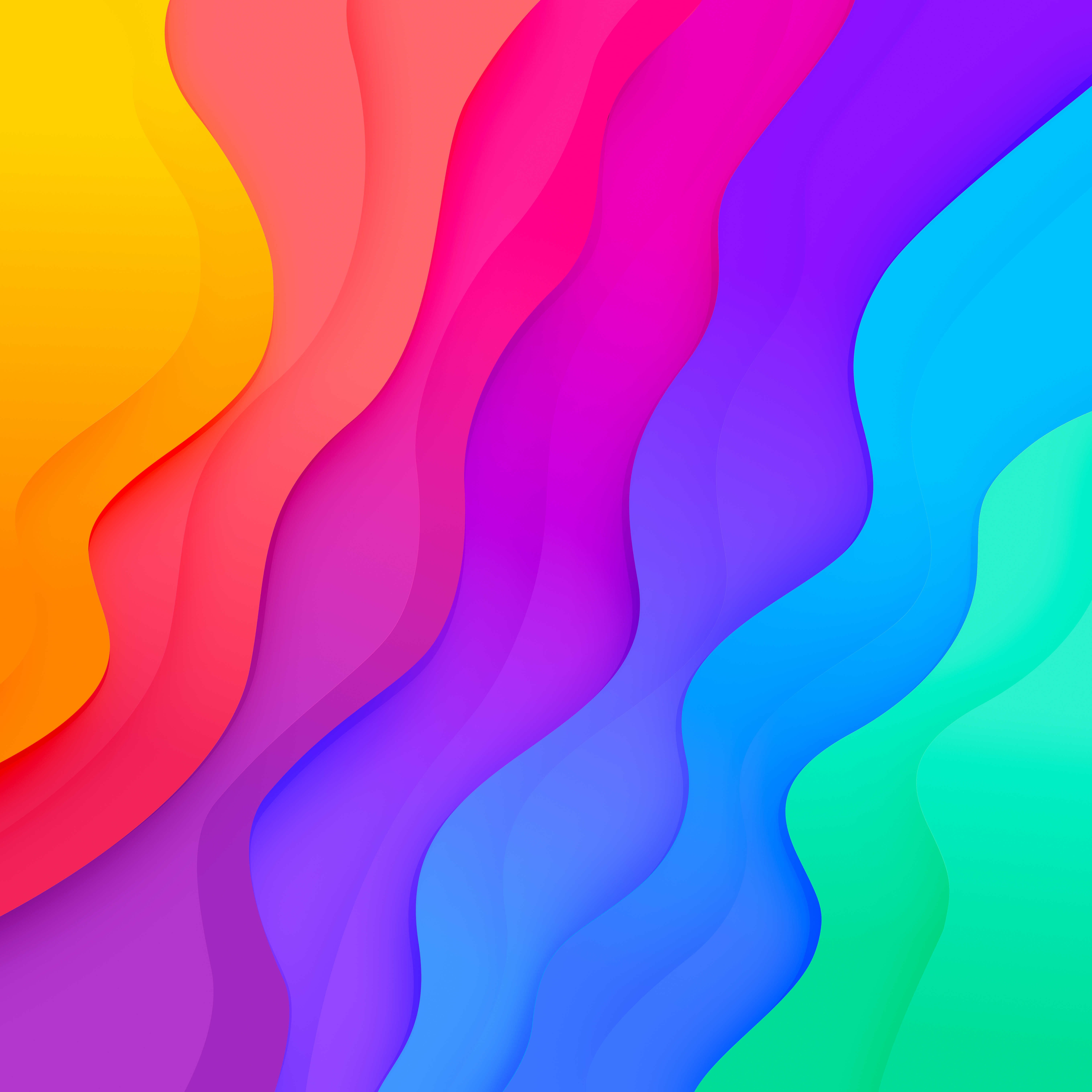 Waves Rainbows Minimalism 6016x6016