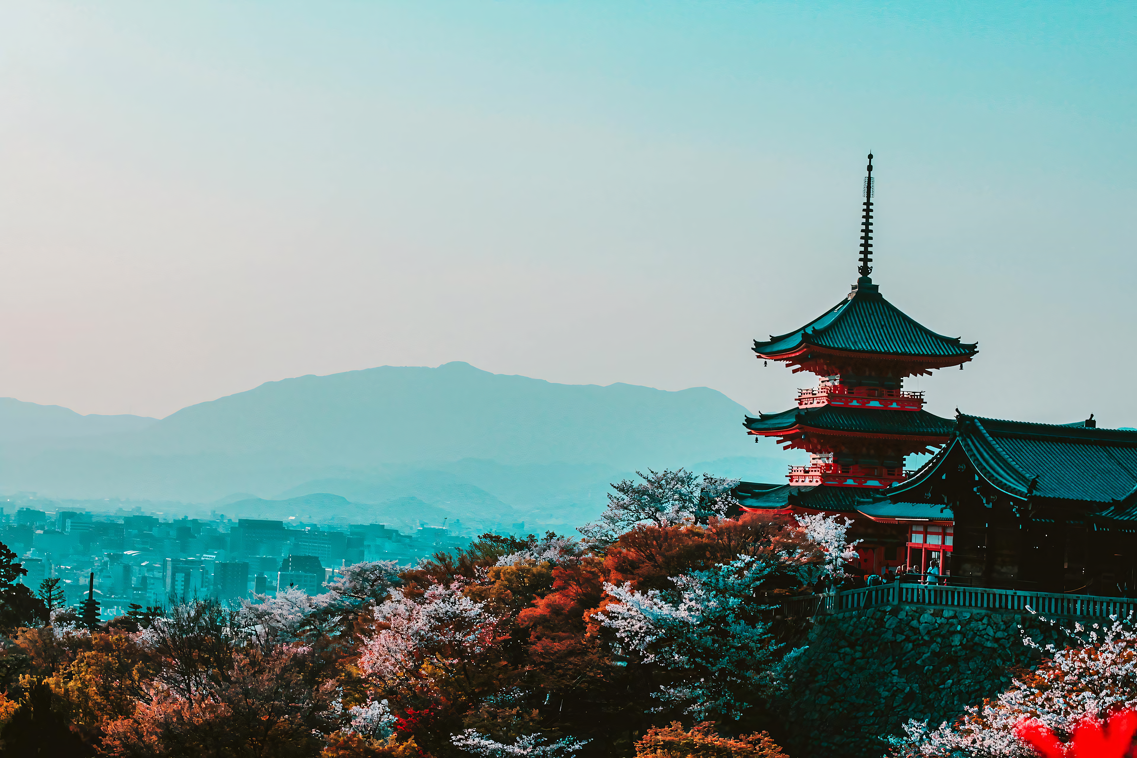 Japan Culture Trees Temple Colorful Spring Nature Village 3840x2560