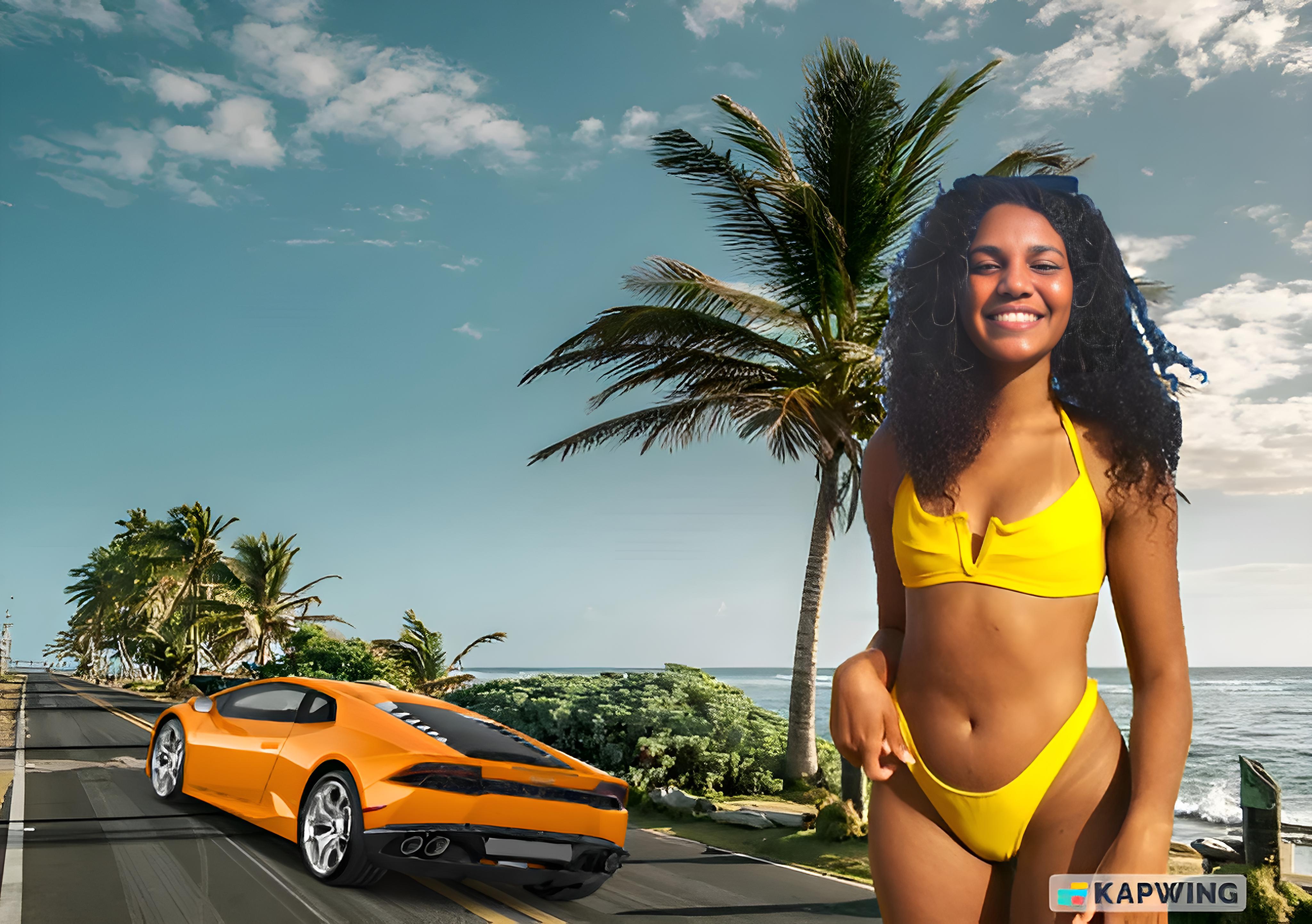Women Lamborghini Huracan Brazilian Road Beach Orange Cars Tropical Curly Girl 4096x2886