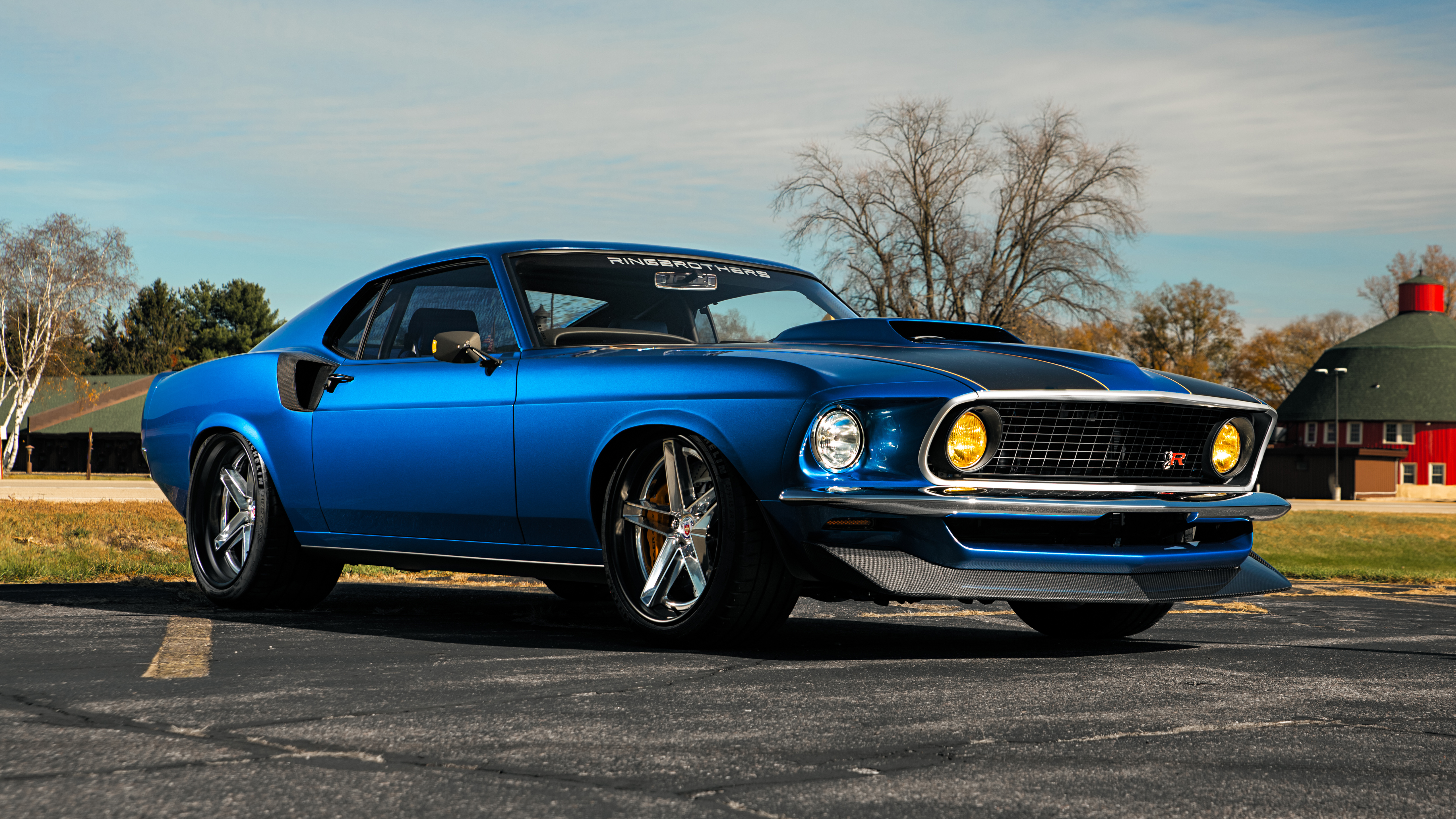 Ford Mustang 1969 Ford Ford Mustang Muscle Cars Blue Cars Car 5120x2880