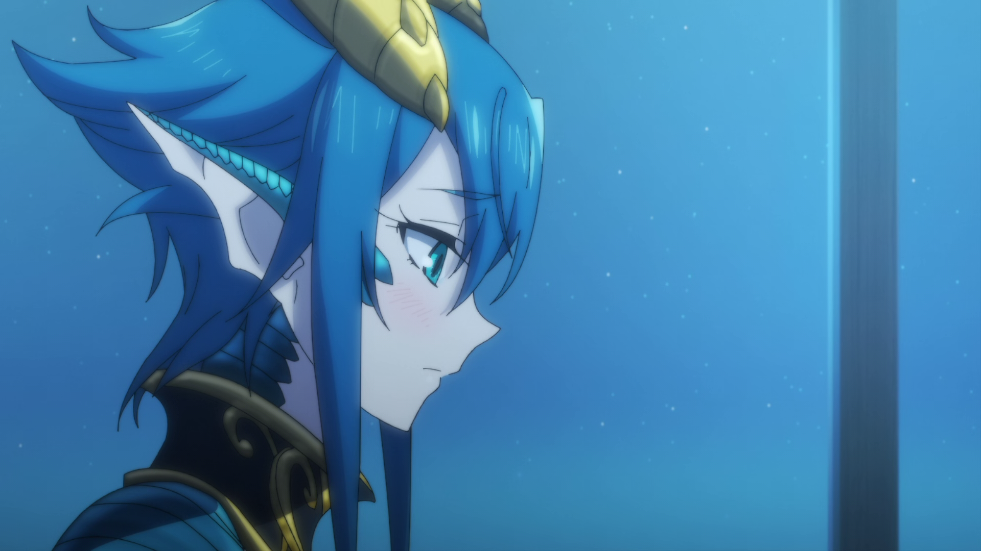 Monster Musume No Oisha San Skadi Dragenfelt Dragon Girl Horns Blue Hair Blue Eyes Pointy Ears Blush 1920x1080