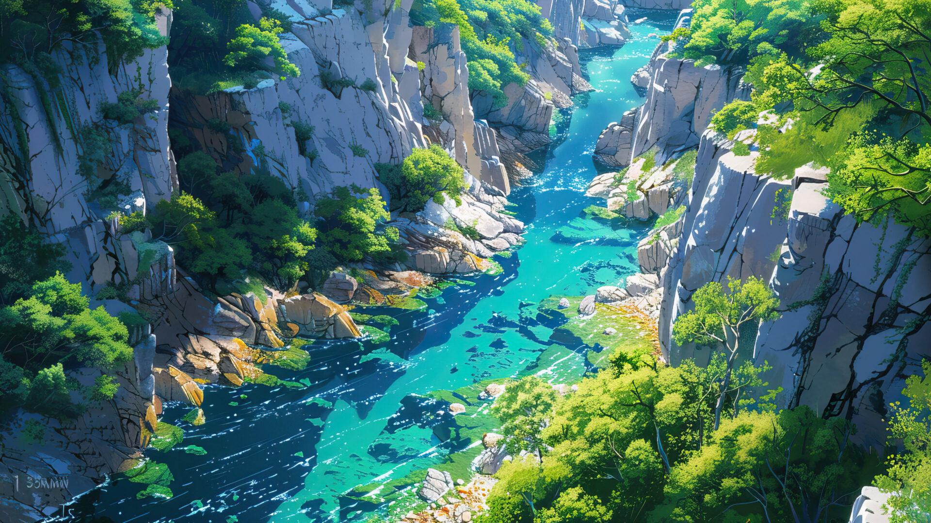 Nature Landscape River Cliff Water 1920x1080