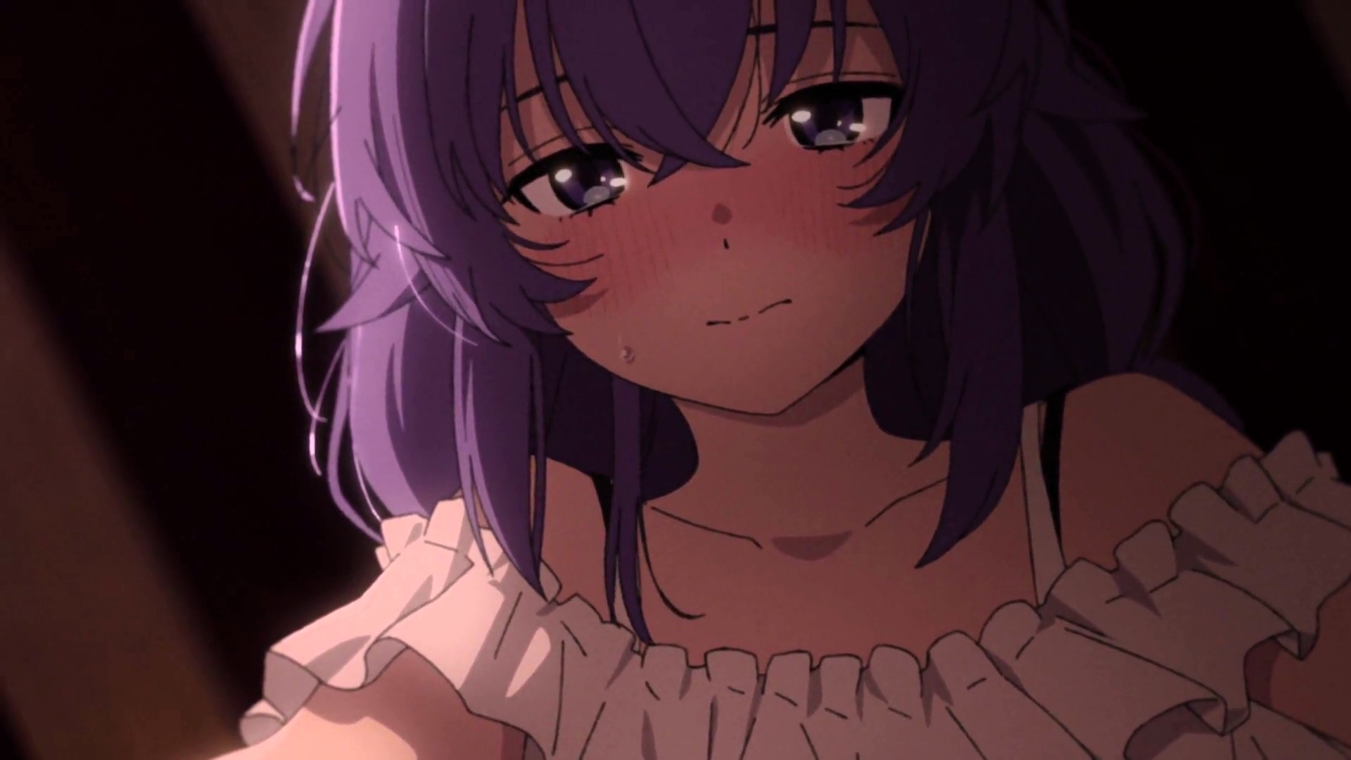 Roxy Mushoku Tensei Roxy Migurdia Mushoku Tensei Purple Hair White Dress Blushing Nervous Anime Look 1920x1080