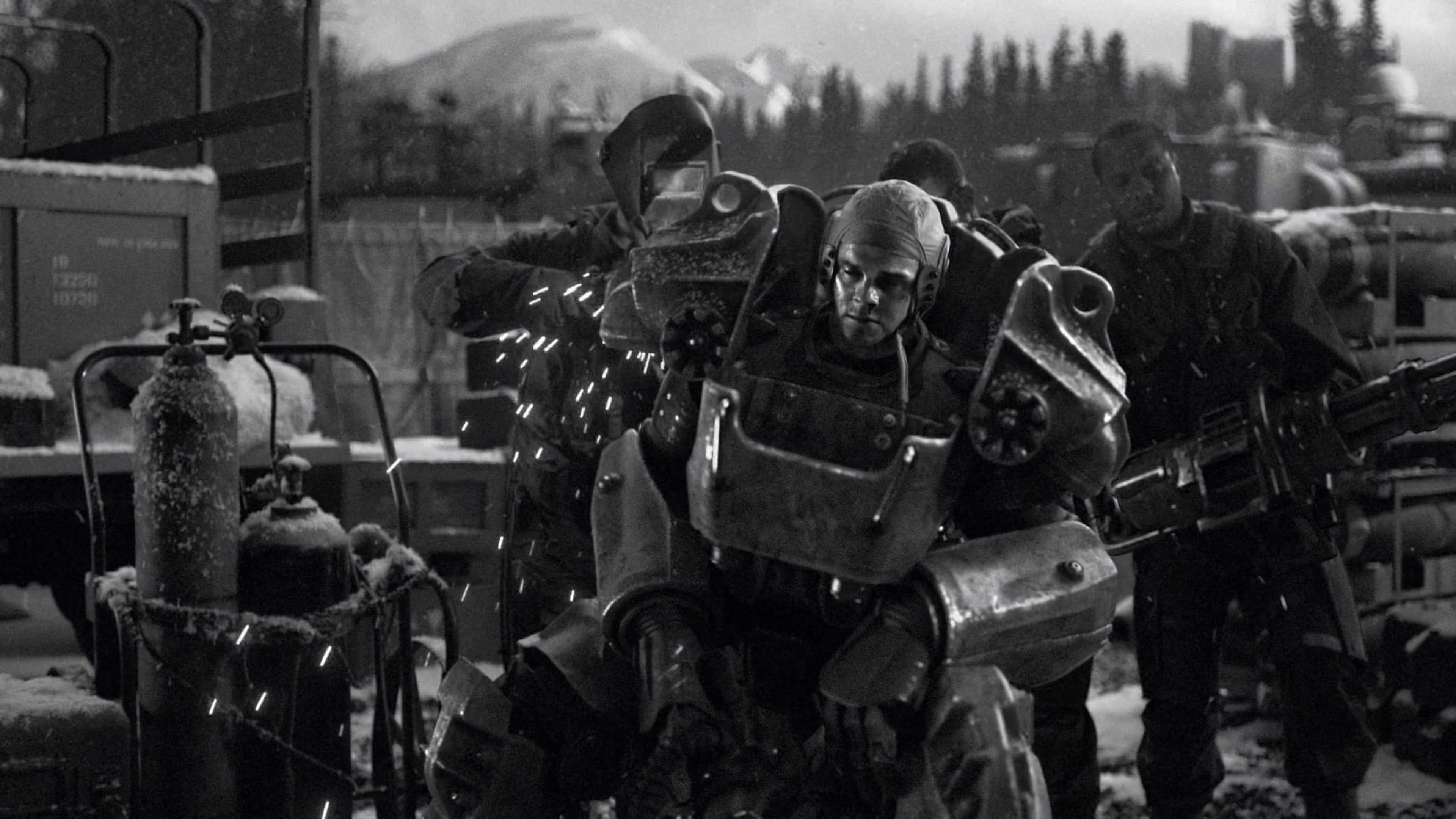 Fallout 4 Fallout Post Apocalypse Power Armor Digital Art Video Games Monochrome 3840x2160