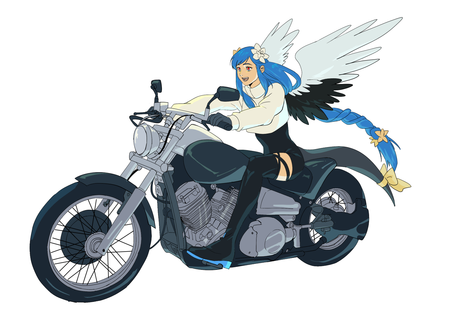 Guilty Gear Guilty Gear Strive Queen Dizzy Anime Games Anime Girl With Wings Vehicle Blue Hair 1500x1044