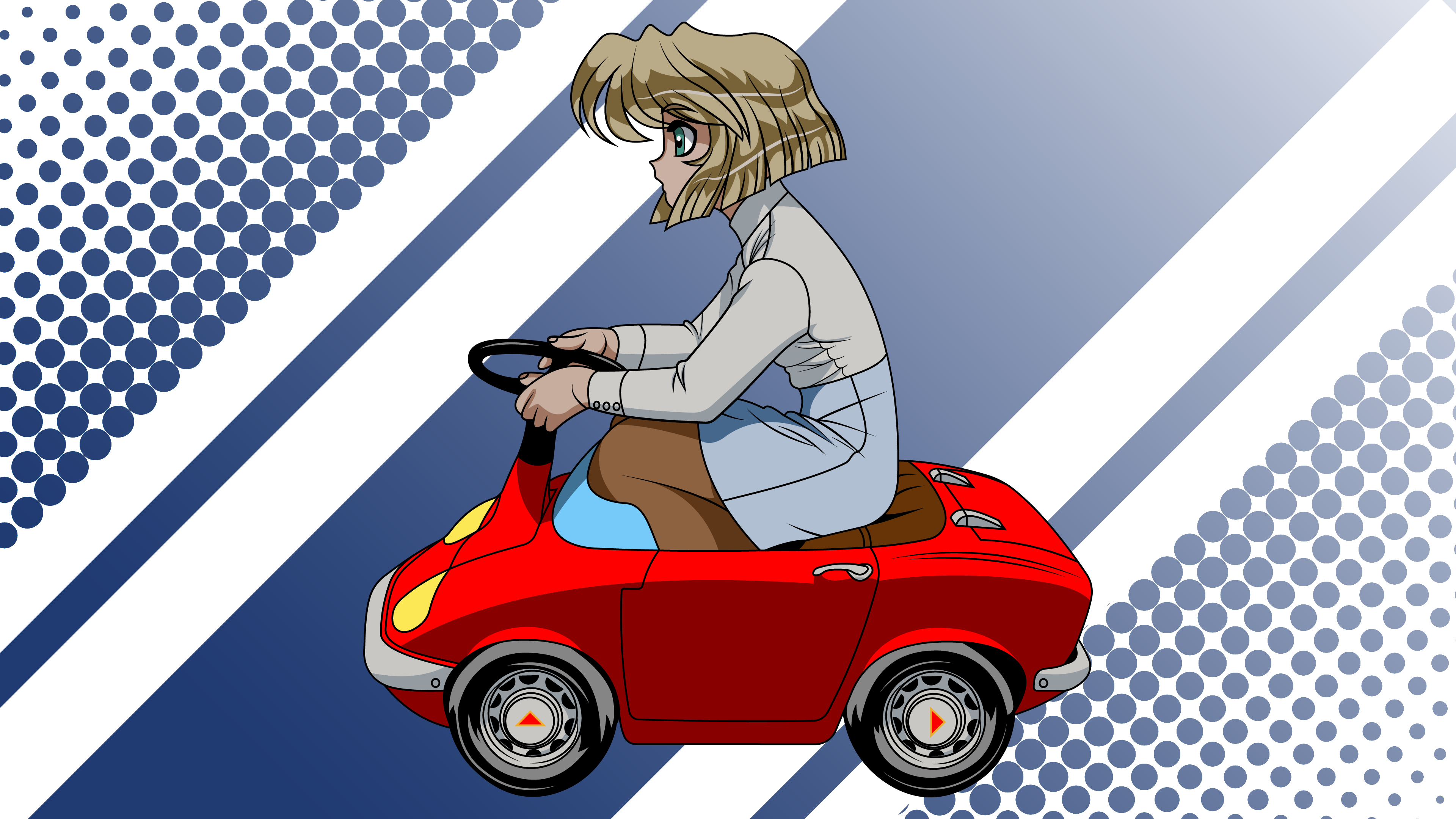 Hopkins May Gunsmith Cats Blonde Green Eyes Blue Skirt Skirt Turtlenecks Car Short Hair Blue Backgro 3840x2160